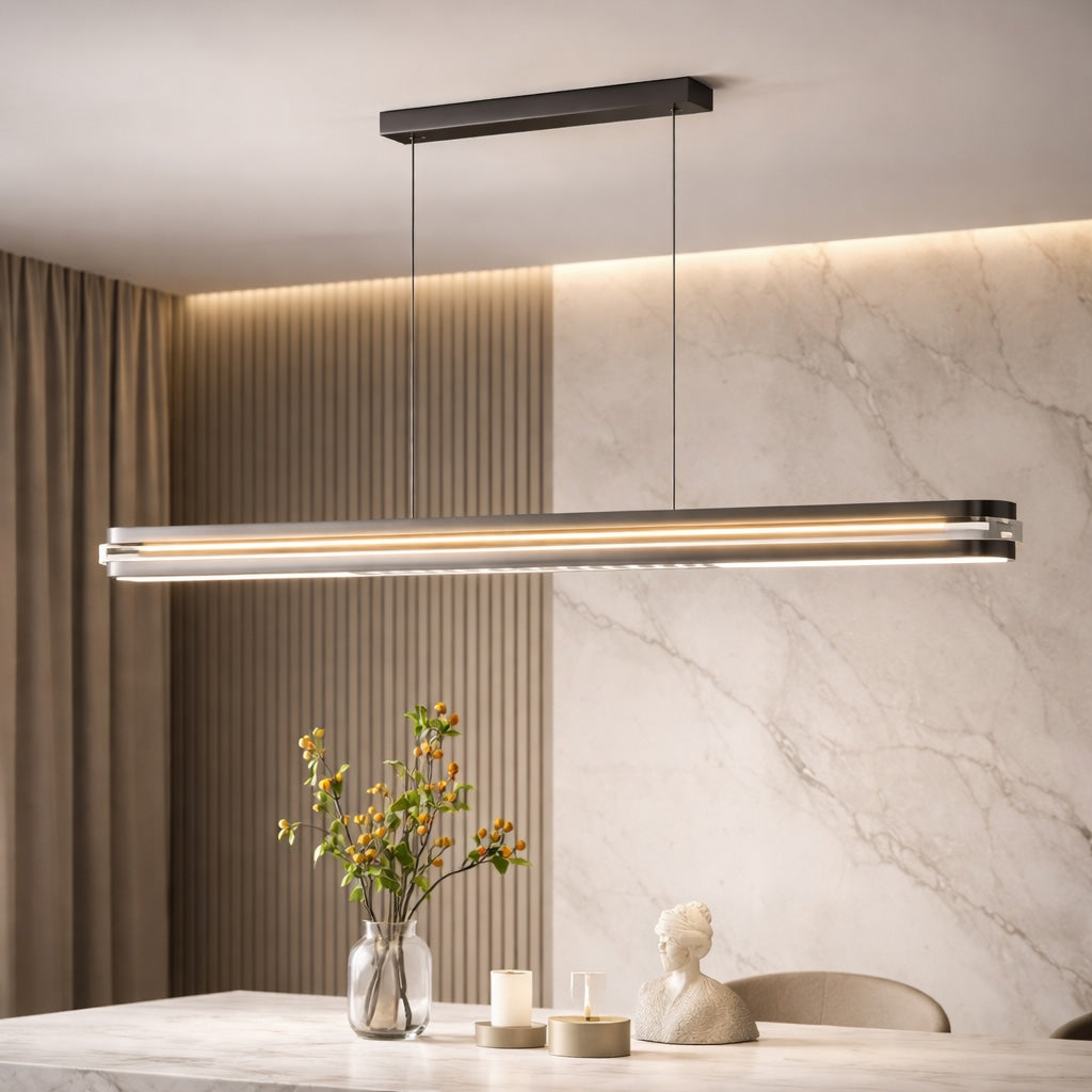 Moderne lineare Pendelleuchte, längenverstellbare Metall-LED-Leuchte für Esszimmer und Wohnbereich | ribuella