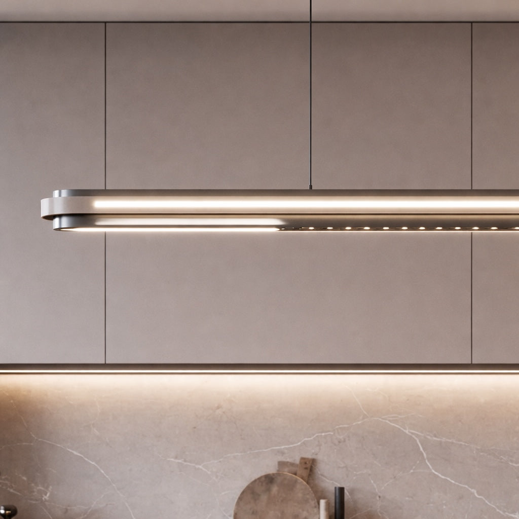 Moderne lineare Pendelleuchte, längenverstellbare Metall-LED-Leuchte für Esszimmer und Wohnbereich | ribuella