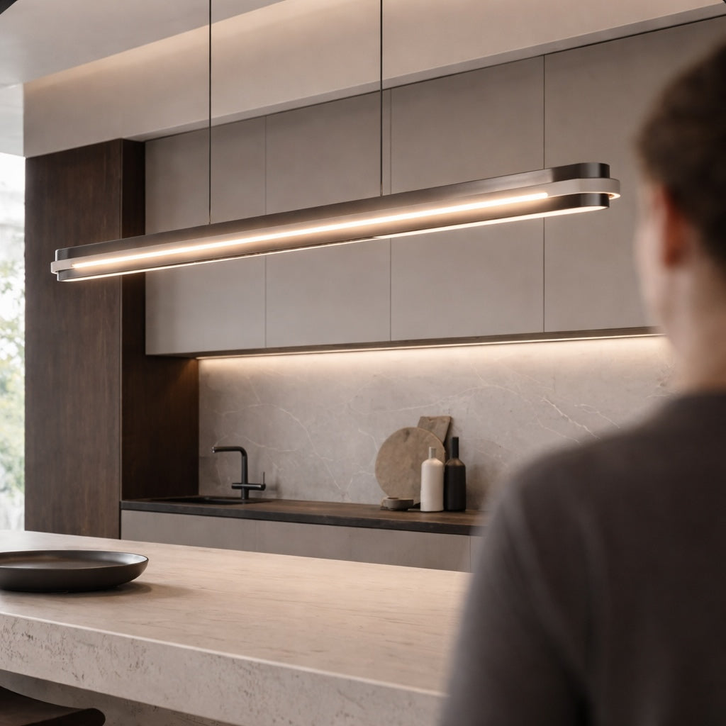 Moderne lineare Pendelleuchte, längenverstellbare Metall-LED-Leuchte für Esszimmer und Wohnbereich | ribuella