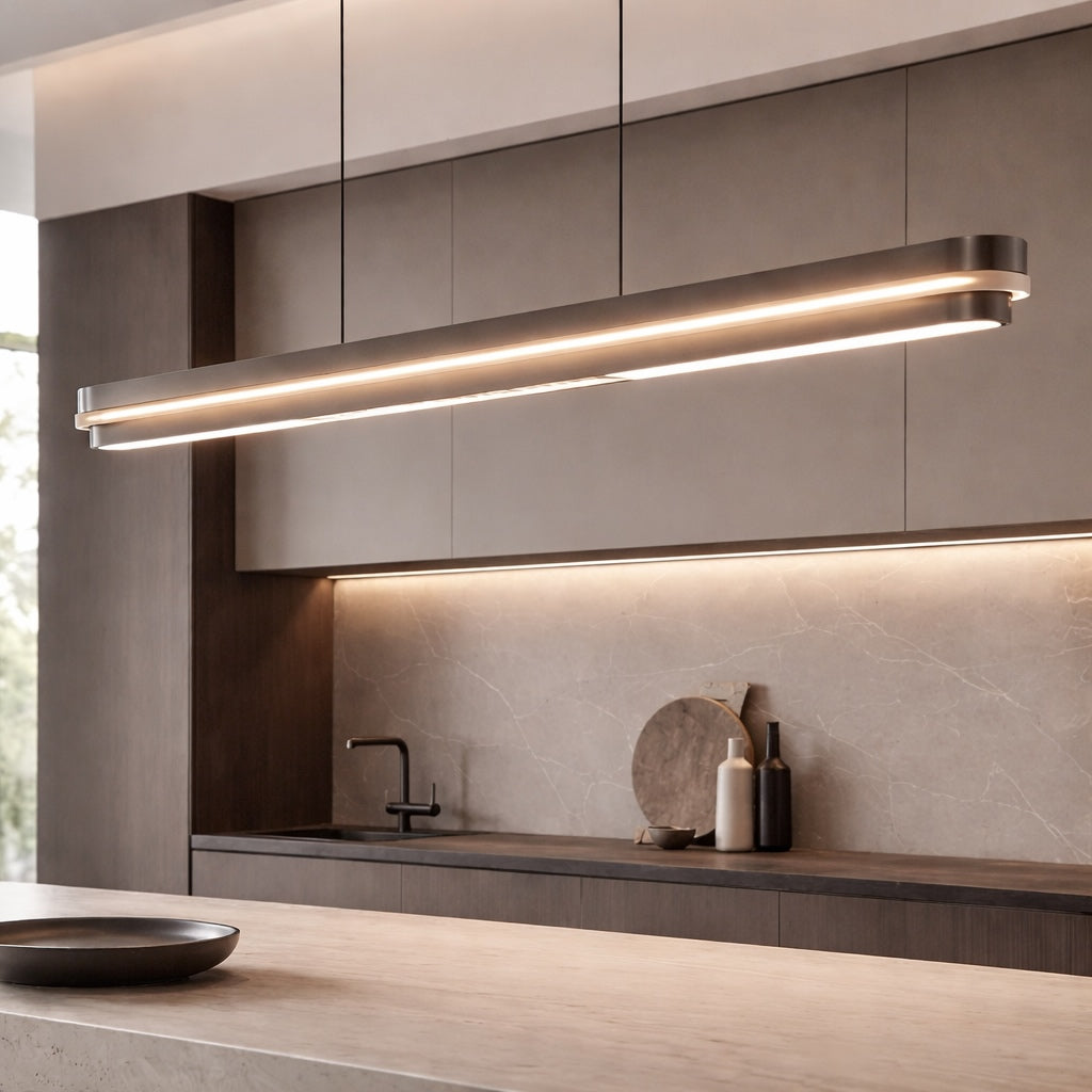 Moderne lineare Pendelleuchte, längenverstellbare Metall-LED-Leuchte für Esszimmer und Wohnbereich | ribuella