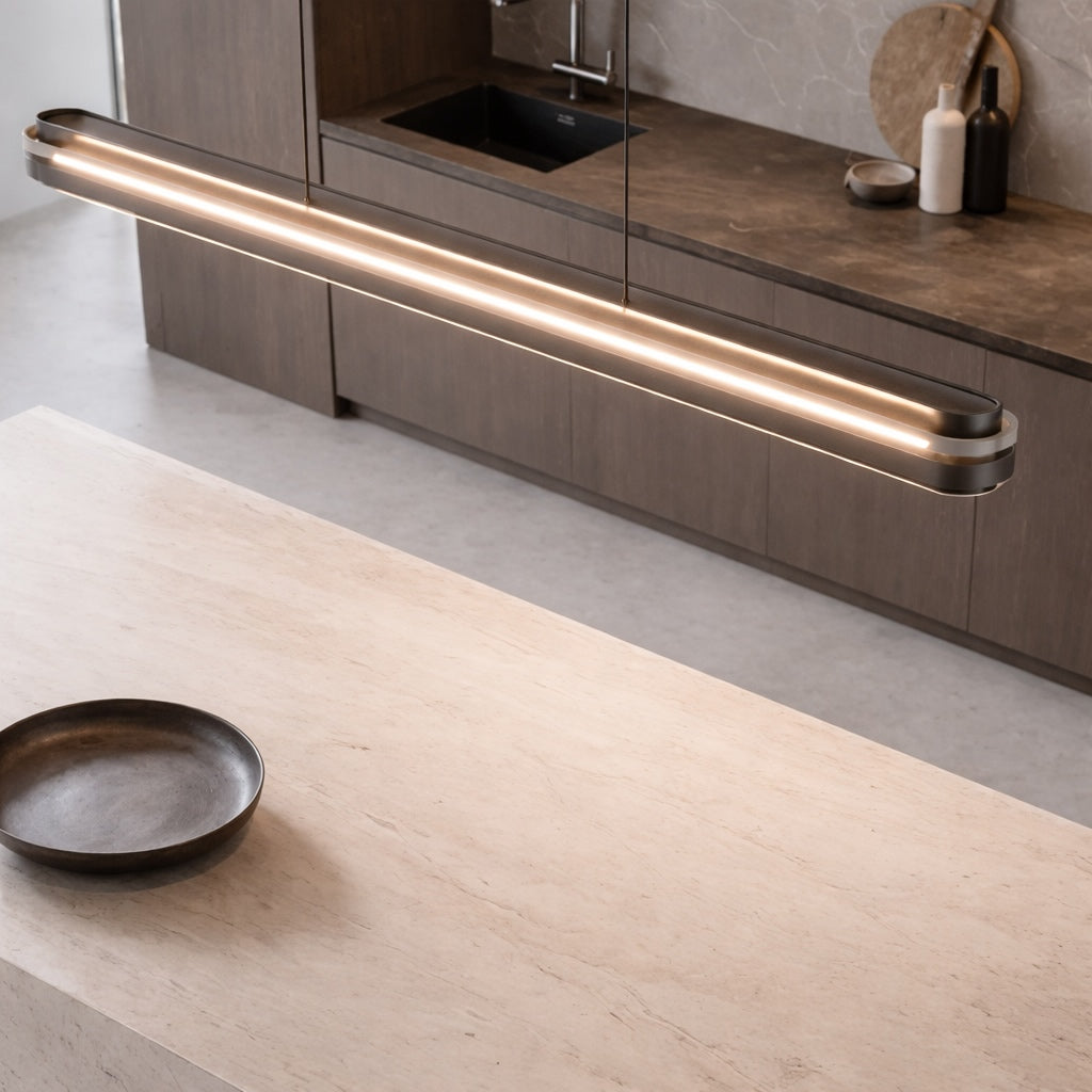 Moderne lineare Pendelleuchte, längenverstellbare Metall-LED-Leuchte für Esszimmer und Wohnbereich | ribuella