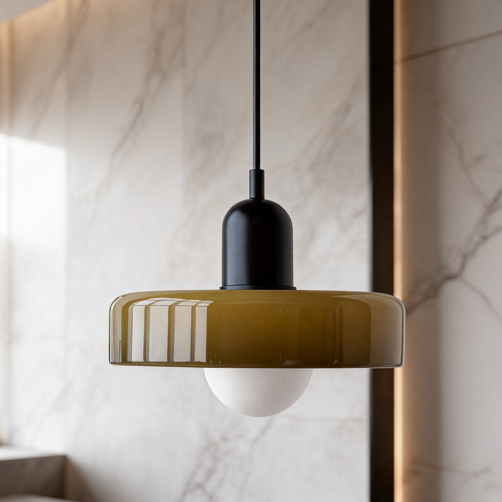 Moderní mosazné závěsné světlo s nastavitelným zavěšením, skleněným stínidlem a paticí G9 40W | ribuella