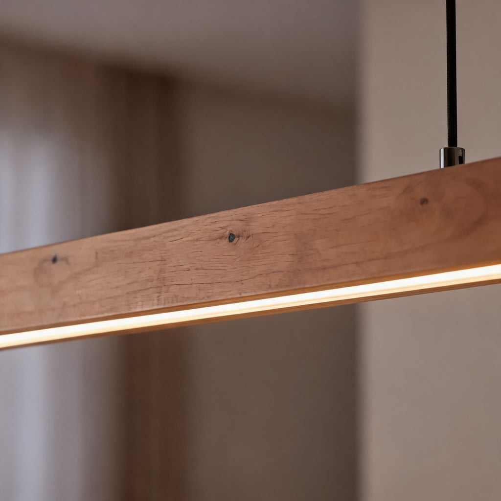 Modern Pendant Light LED Linear Adjustable Hanging Lamp Pine and Black Walnut for Home Office | ribuella