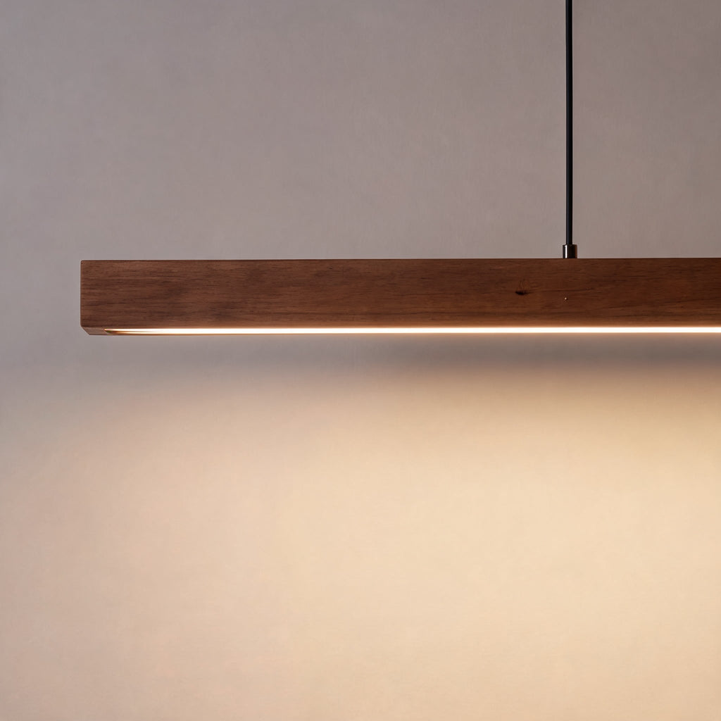 Modern Pendant Light LED Linear Adjustable Hanging Lamp Pine and Black Walnut for Home Office | ribuella