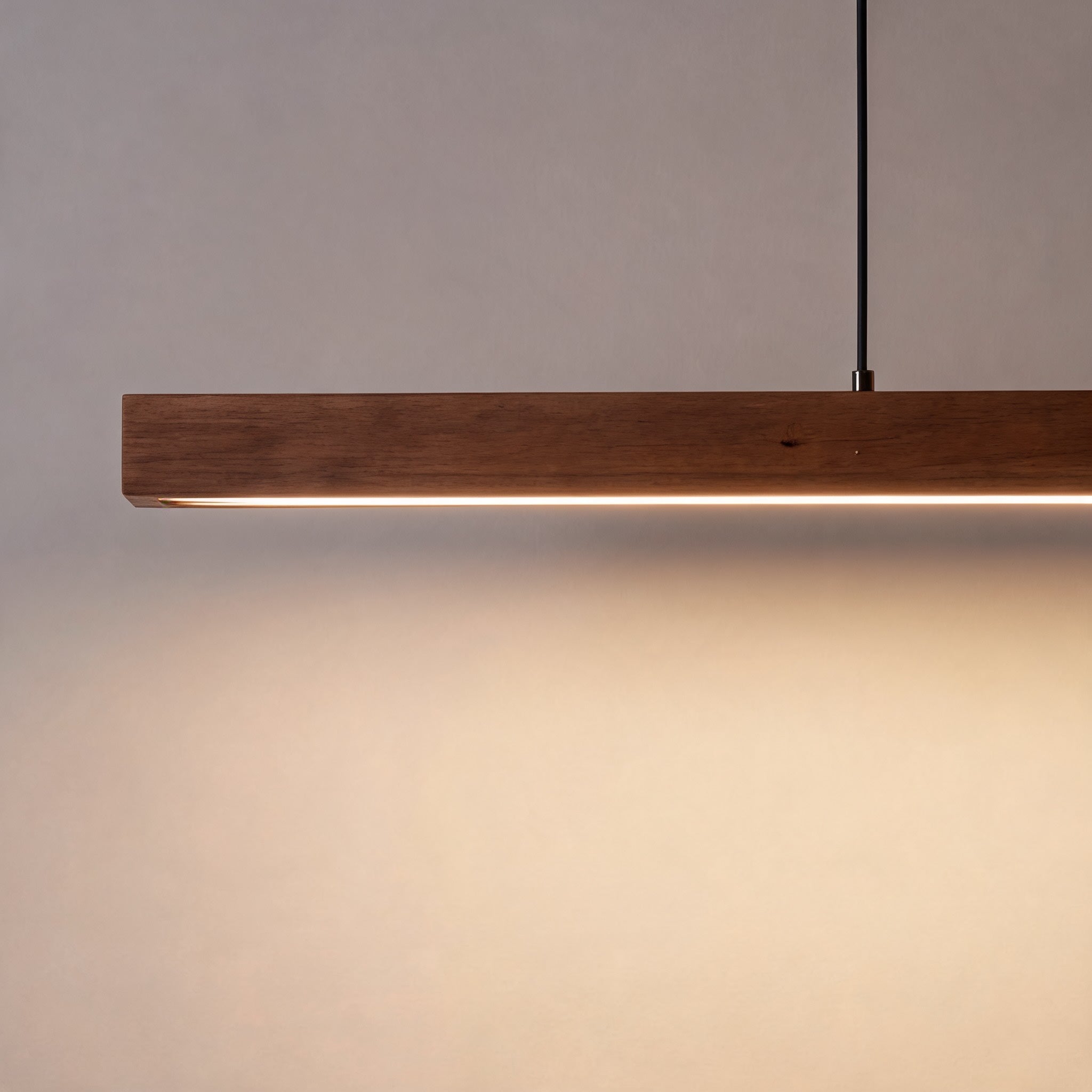 Modern Pendant Light LED Linear Adjustable Hanging Lamp Pine and Black Walnut for Home Office | ribuella