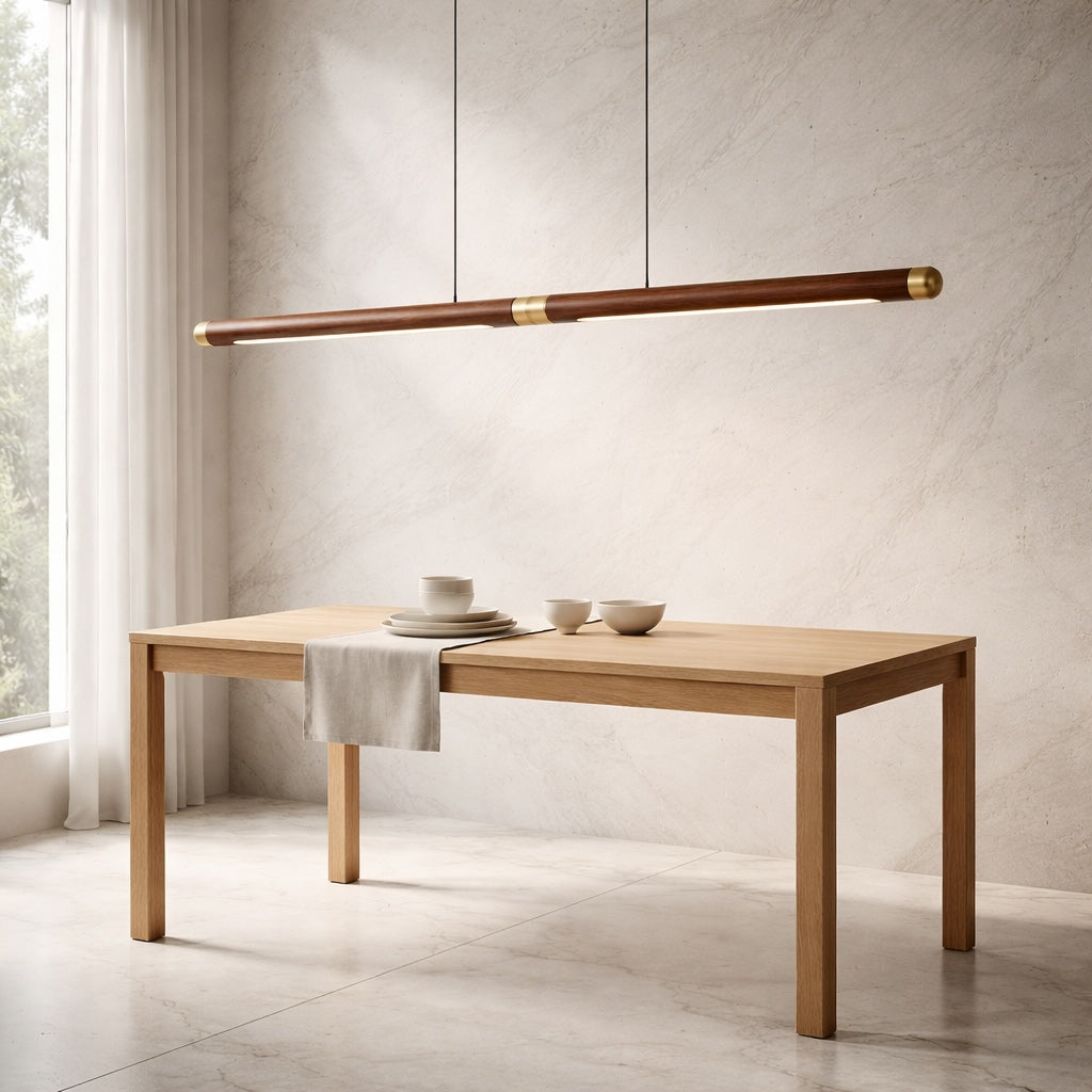 Modern Pendant Light Wood Fixture Adjustable LED Cord Design for Kitchen Dining Room | ribuella