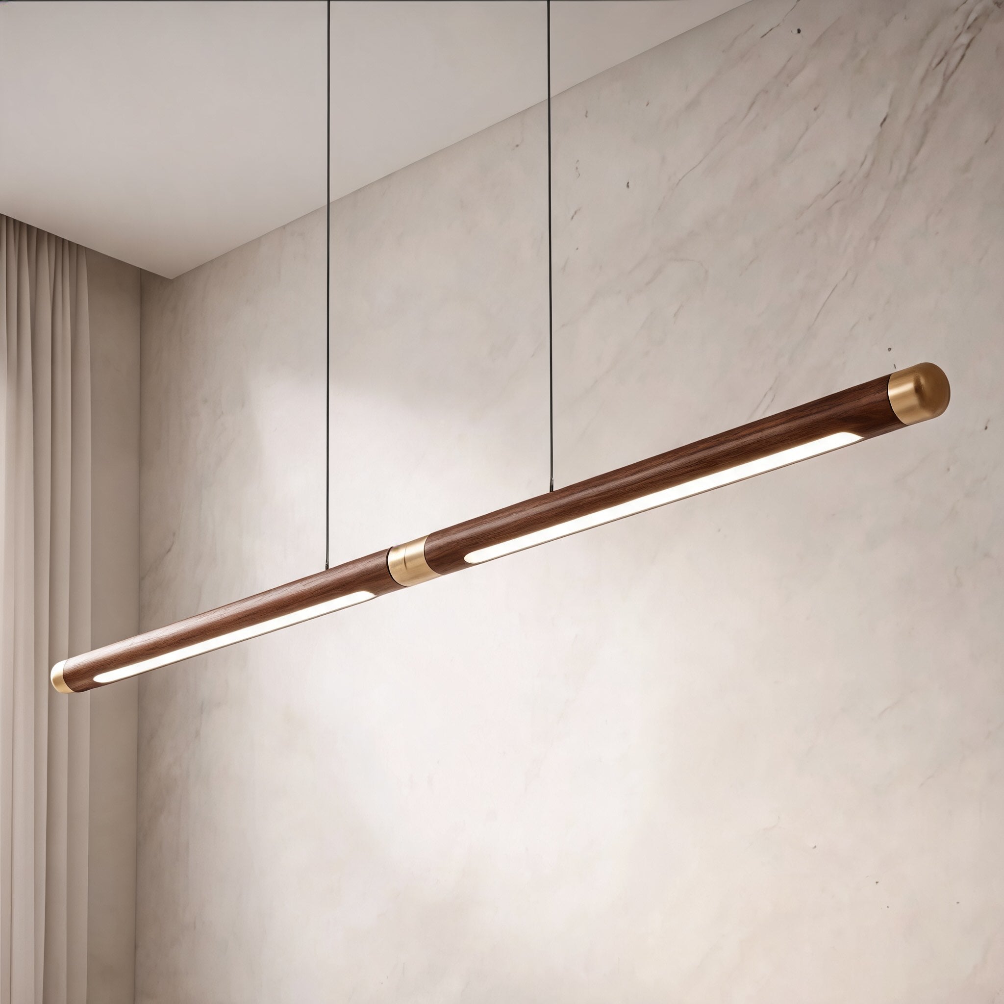 Modern Pendant Light Wood Fixture Adjustable LED Cord Design for Kitchen Dining Room | ribuella