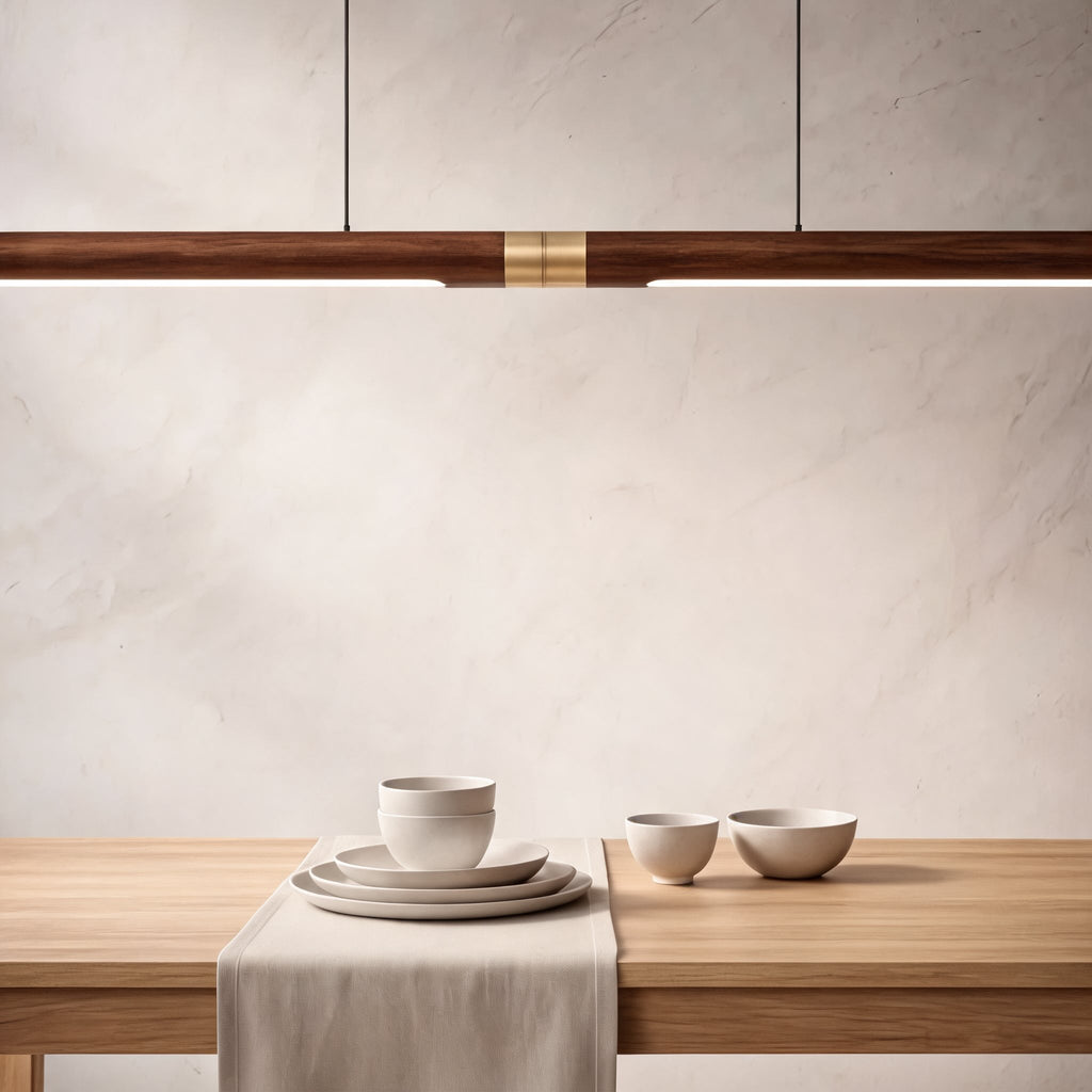 Modern Pendant Light Wood Fixture Adjustable LED Cord Design for Kitchen Dining Room | ribuella