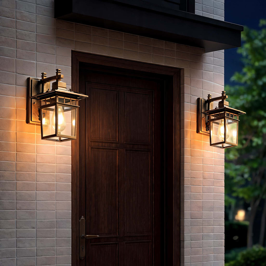 Classical Retro Outdoor Wall Light Sconce Waterproof Aluminum Glass E27 Bulb for Aisle Patio | ribuella