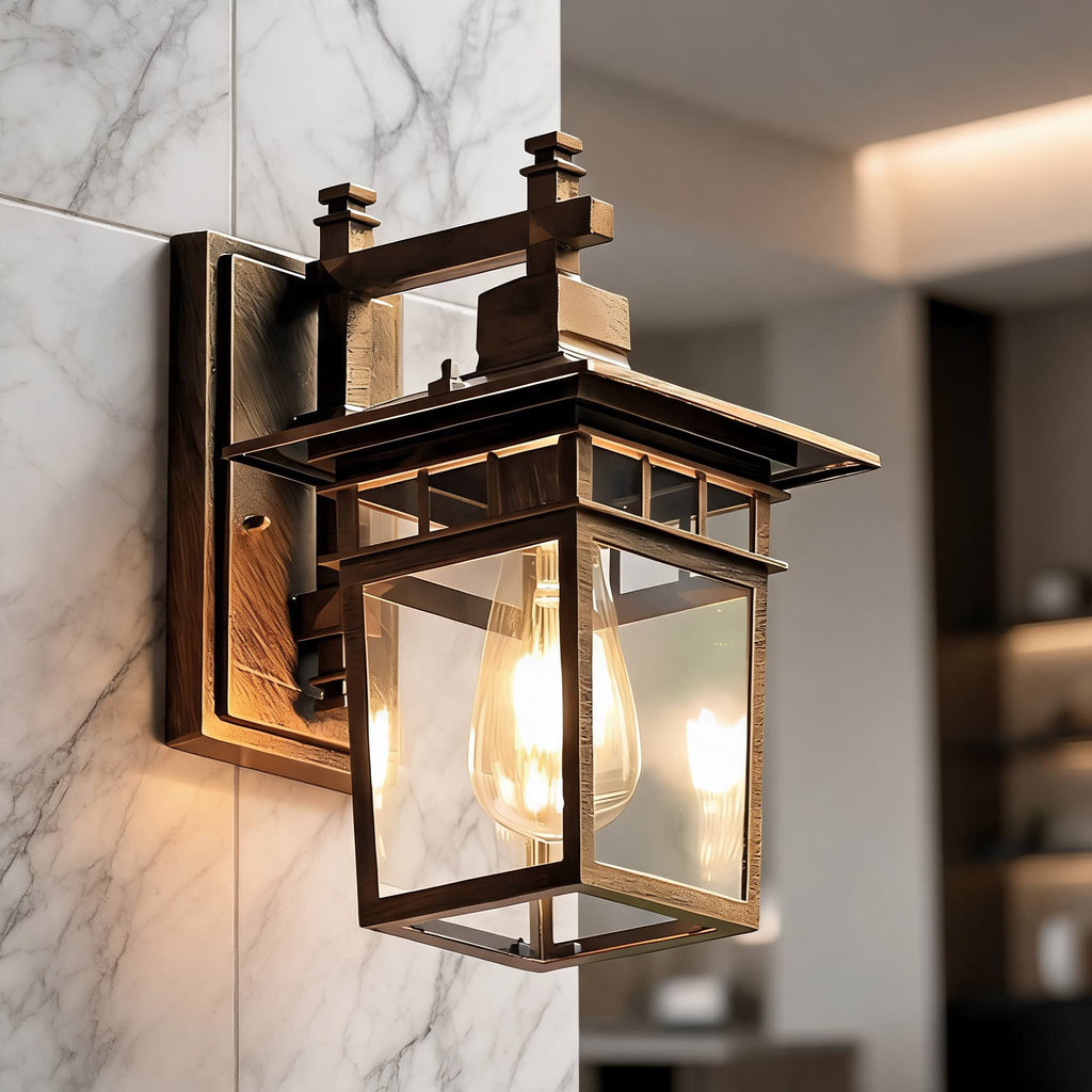 Classical Retro Outdoor Wall Light Sconce Waterproof Aluminum Glass E27 Bulb for Aisle Patio | ribuella