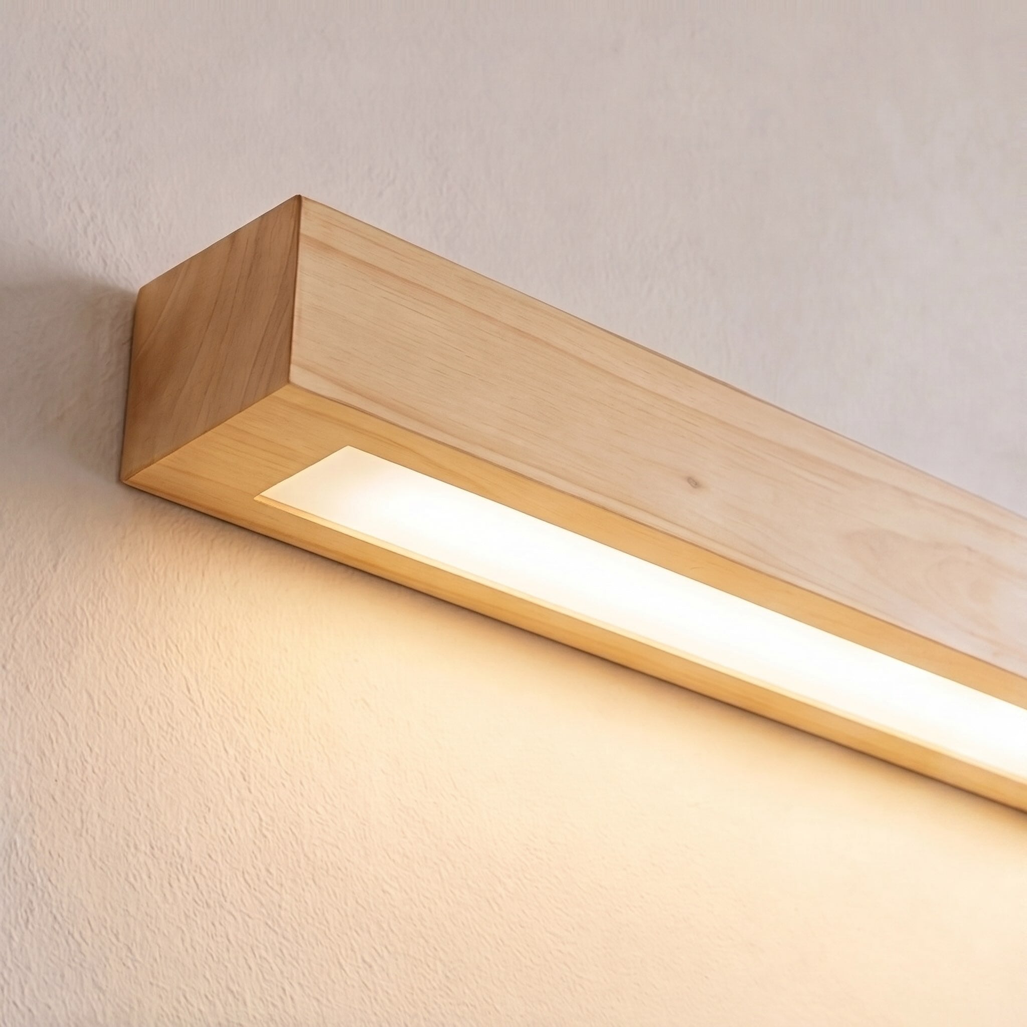 Modern Linear Wall Light Wood Flush Mount LED Fixture with Adjustable Brightness | ribuella