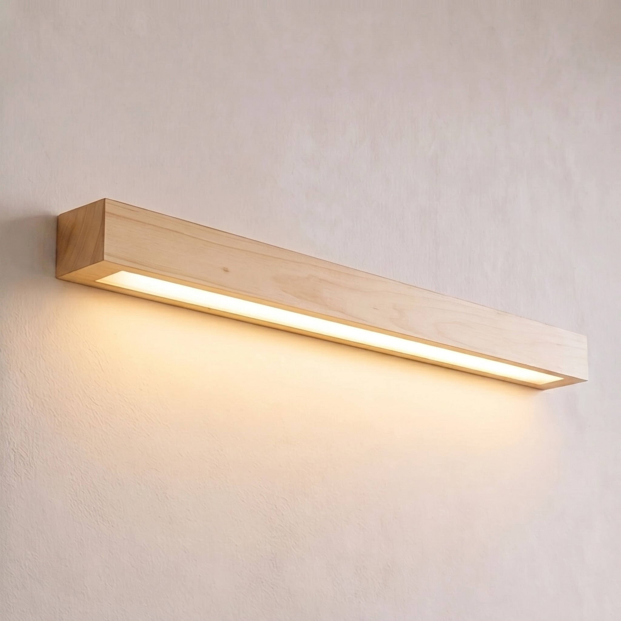 Modern Linear Wall Light Wood Flush Mount LED Fixture with Adjustable Brightness | ribuella