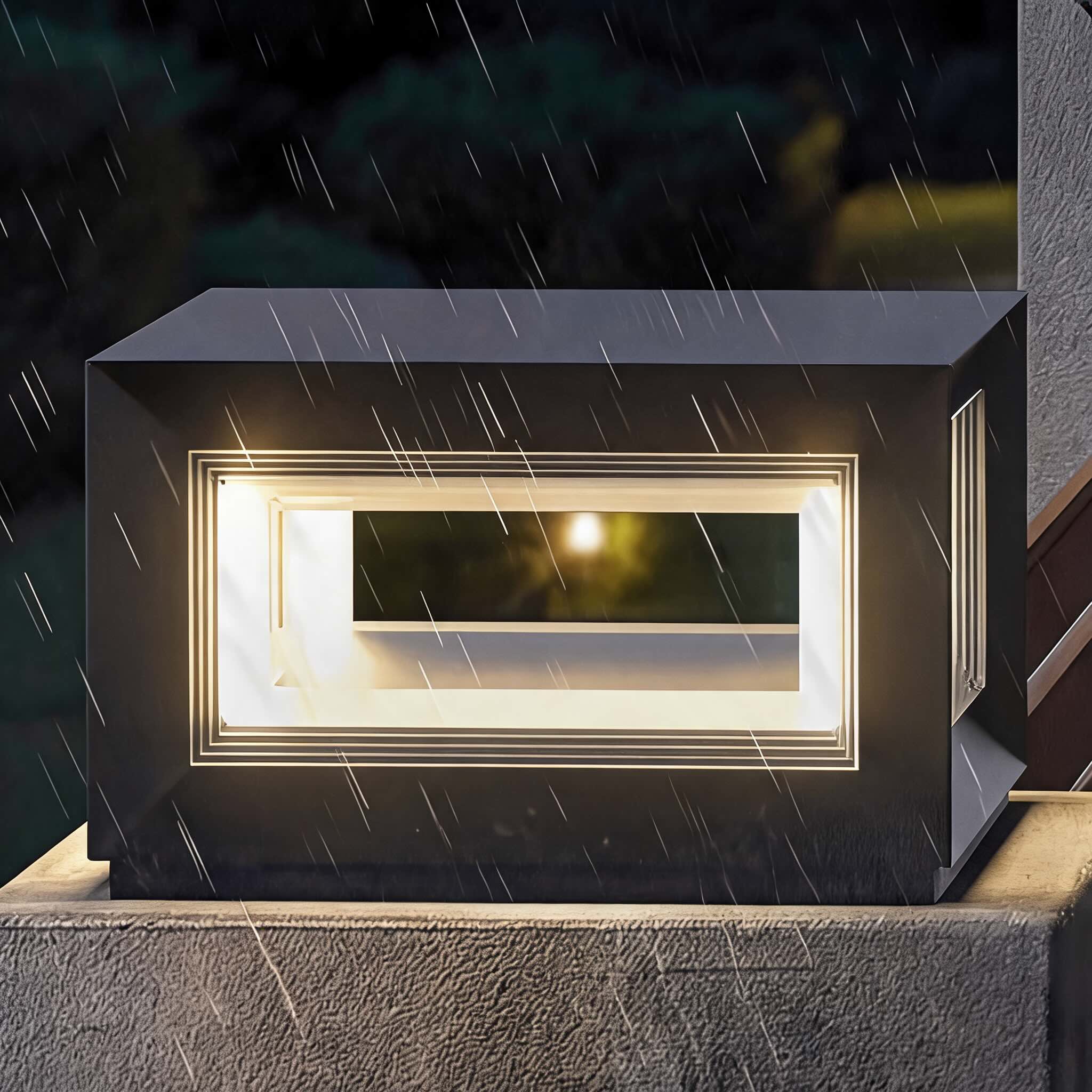 Modern Outdoor Post Light Rectangular Stainless Steel Waterproof LED Solar Hardwired | ribuella