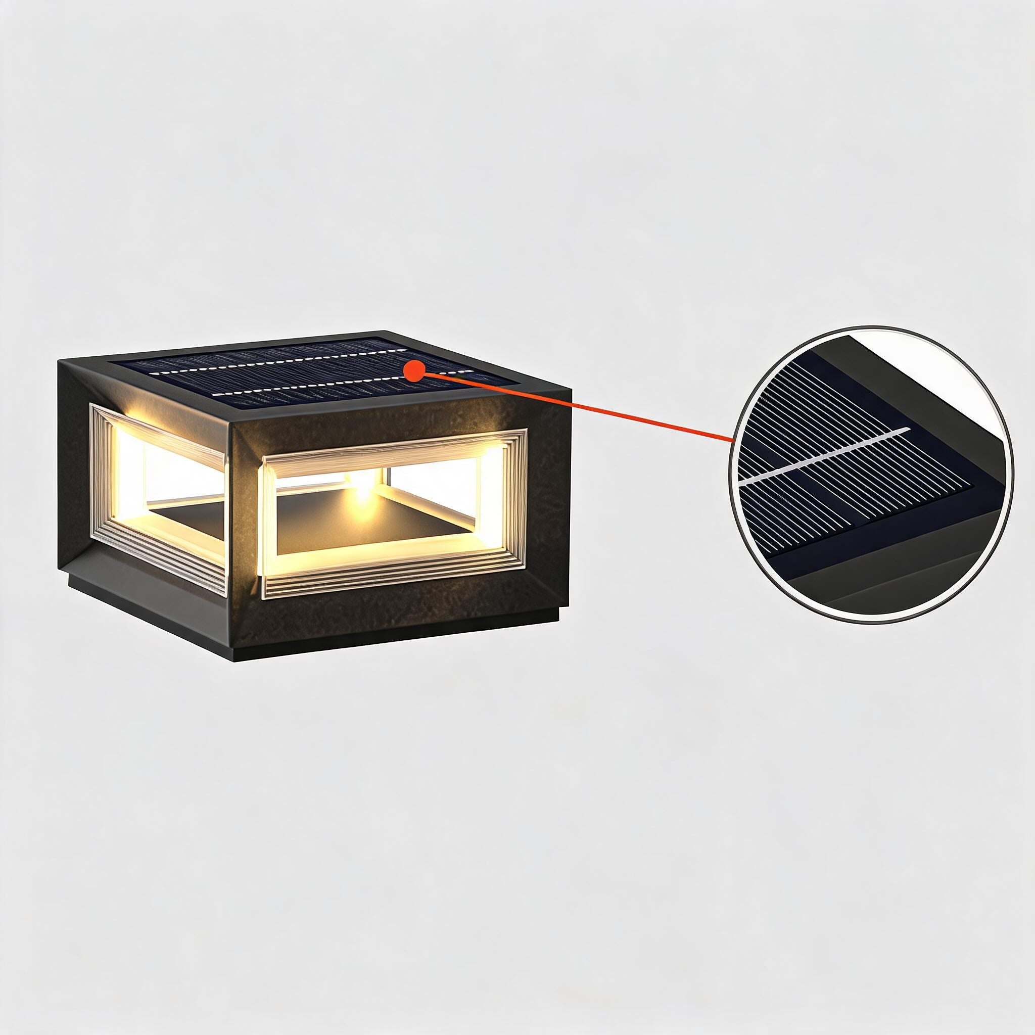 Modern Outdoor Post Light Rectangular Stainless Steel Waterproof LED Solar Hardwired | ribuella