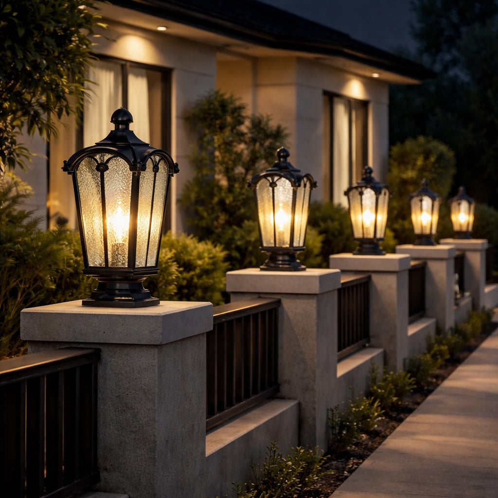 Modern Outdoor Post Light with Pier Mount Base Iron Metal Clear Glass Shade Dimmable | ribuella