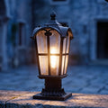 Modern Outdoor Post Light with Pier Mount Base Iron Metal Clear Glass Shade Dimmable | ribuella
