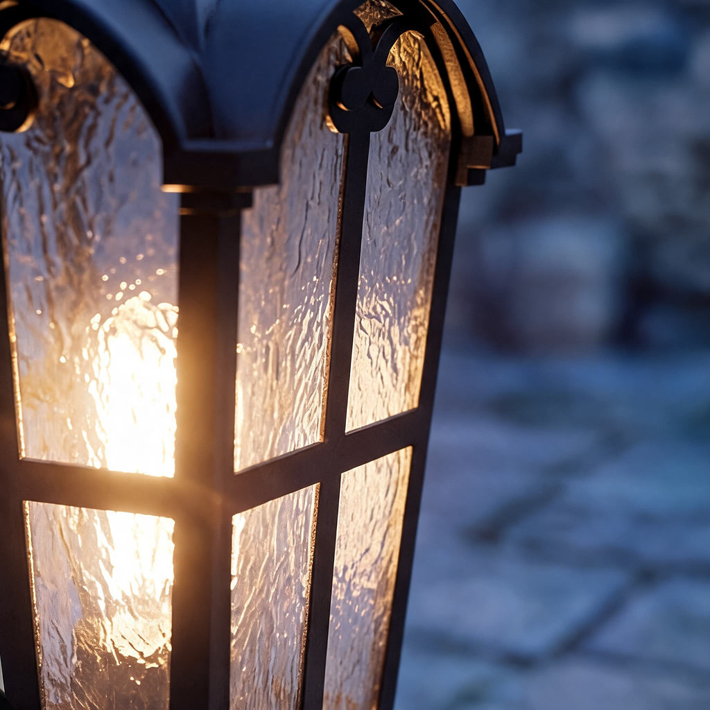 Modern Outdoor Post Light with Pier Mount Base Iron Metal Clear Glass Shade Dimmable | ribuella