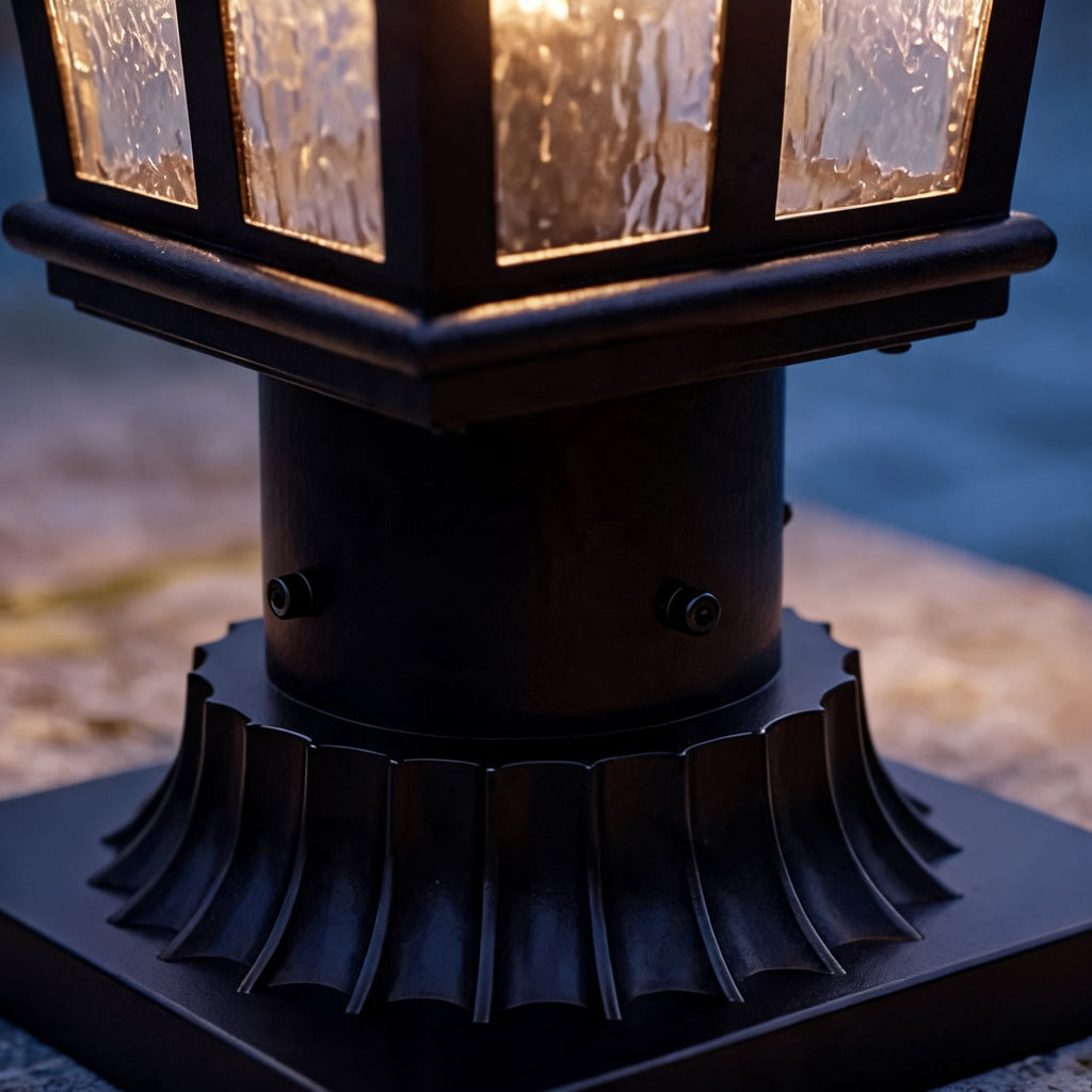 Modern Outdoor Post Light with Pier Mount Base Iron Metal Clear Glass Shade Dimmable | ribuella