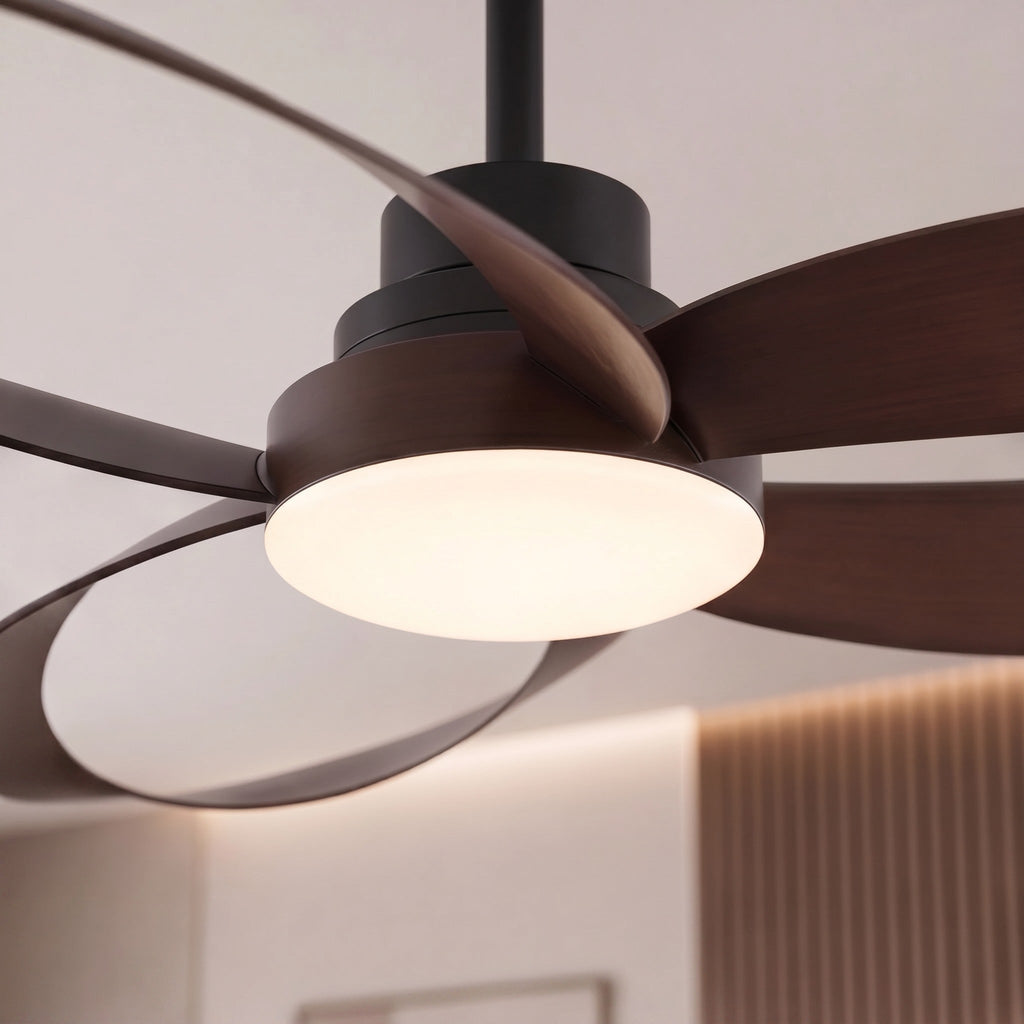 Flush Mount Ceiling Fan with LED Light, Remote Control & 6-Speed DC Motor | ribuella
