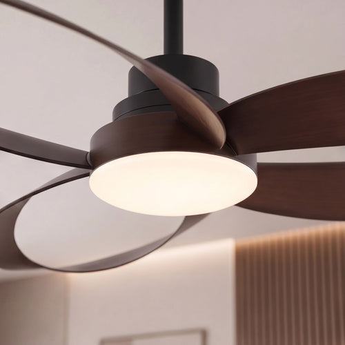 Ventilator de tavan cu montare încastrată și lumină LED, telecomandă și motor CC cu 6 trepte de viteză | ribuella