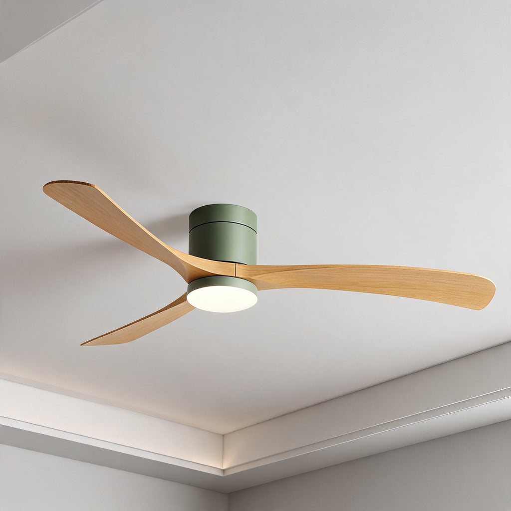 Flush Mount Ceiling Fan with Light, LED, 2400 Lumens, Remote Control & DC Motor | ribuella