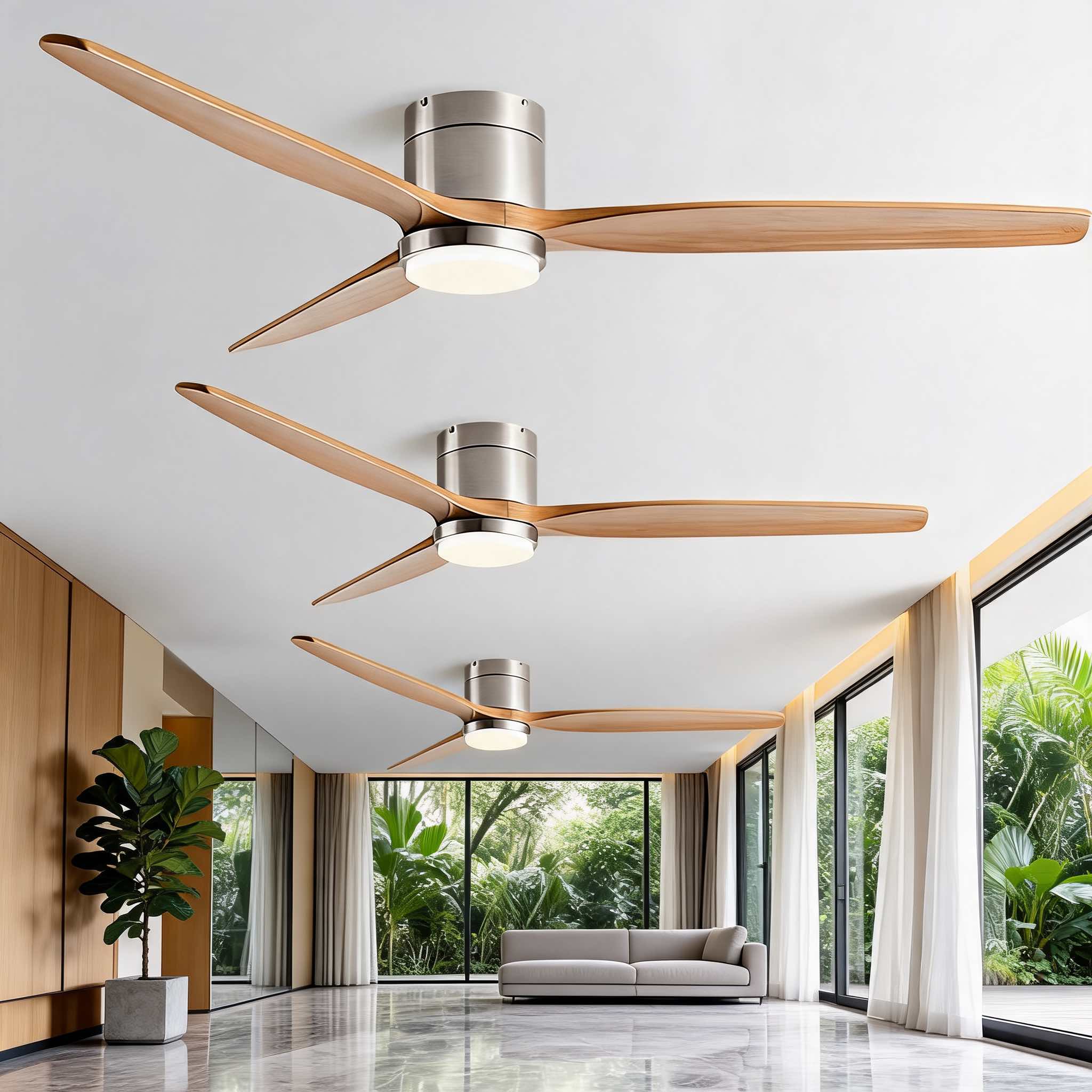 Modern Ceiling Fan with Light, Wood Blades, Remote Control & 6-Speed DC Motor | ribuella