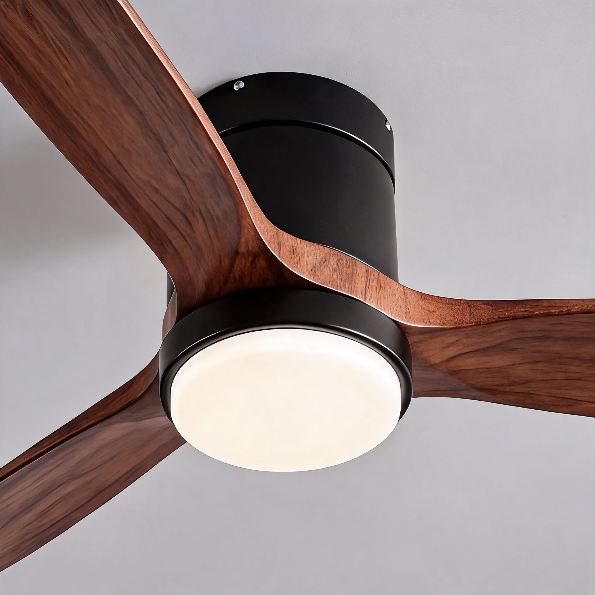Modern Ceiling Fan with Light, Wood Blades, Remote Control & 6-Speed DC Motor | ribuella