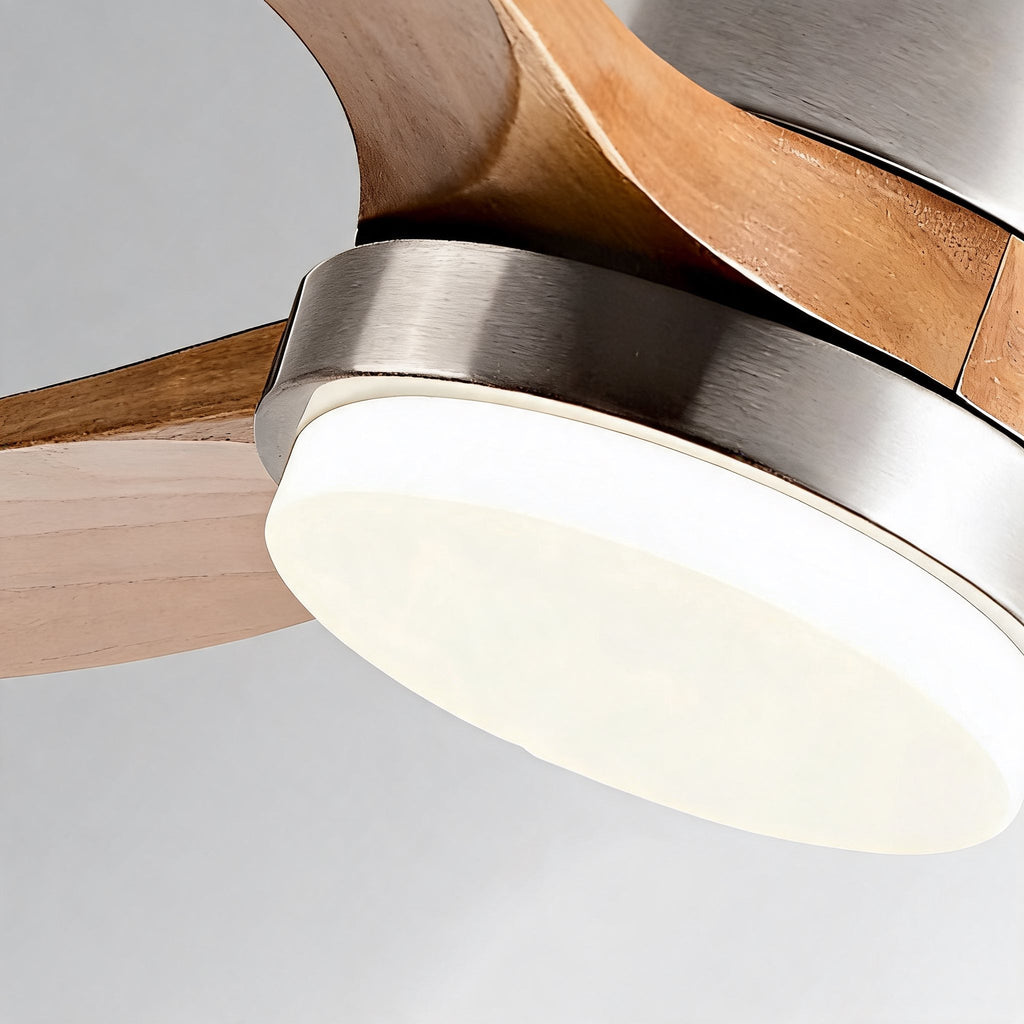 Modern Ceiling Fan with Light, Wood Blades, Remote Control & 6-Speed DC Motor | ribuella