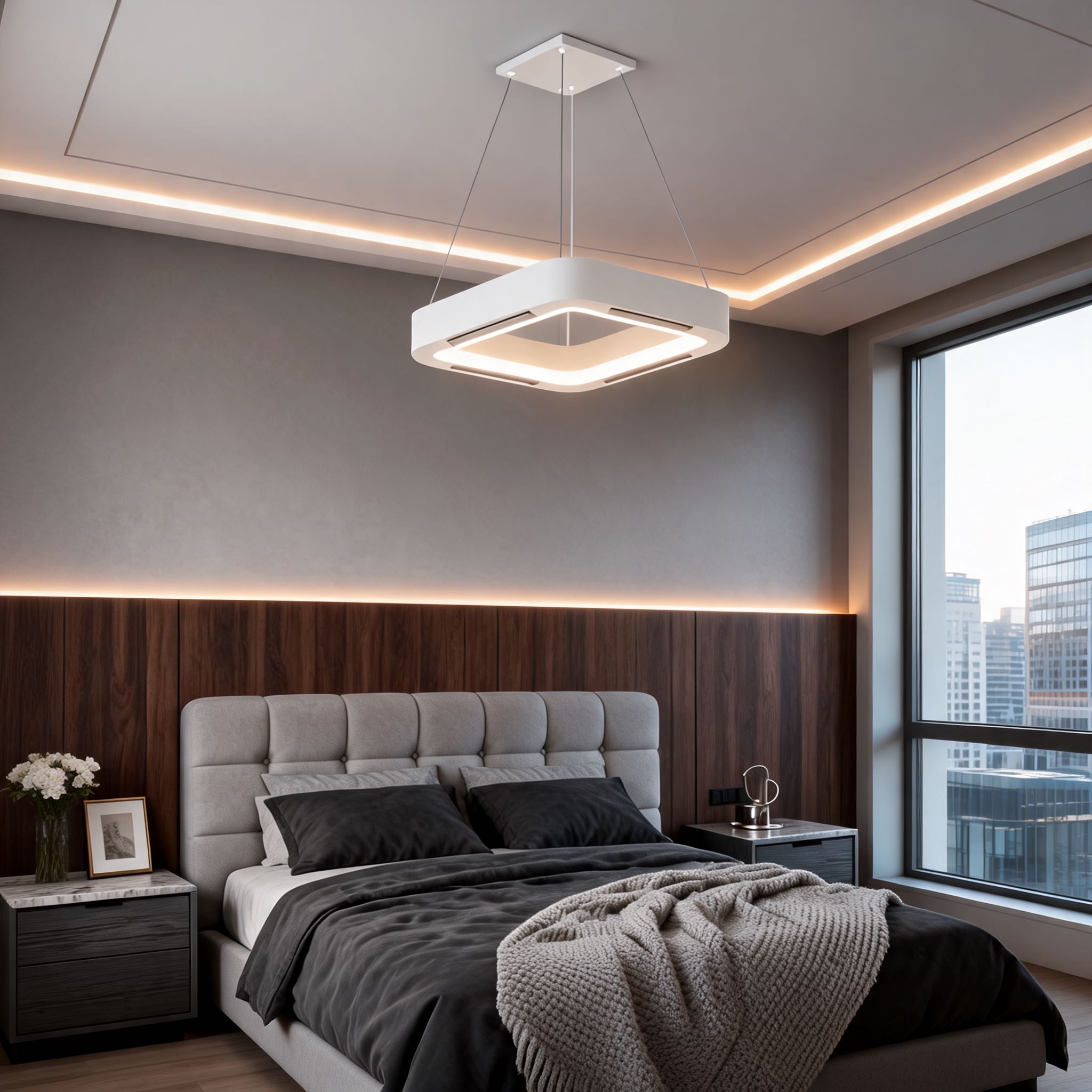 Bladeless Ceiling Fan with Light, Flush Mount Design, Dimmable LED & Remote Control | ribuella