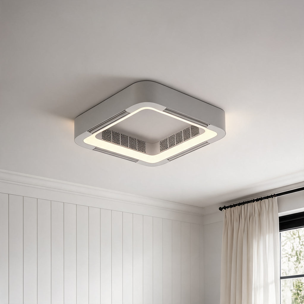Bladeless Ceiling Fan with Light, Flush Mount Design, Dimmable LED & Remote Control | ribuella