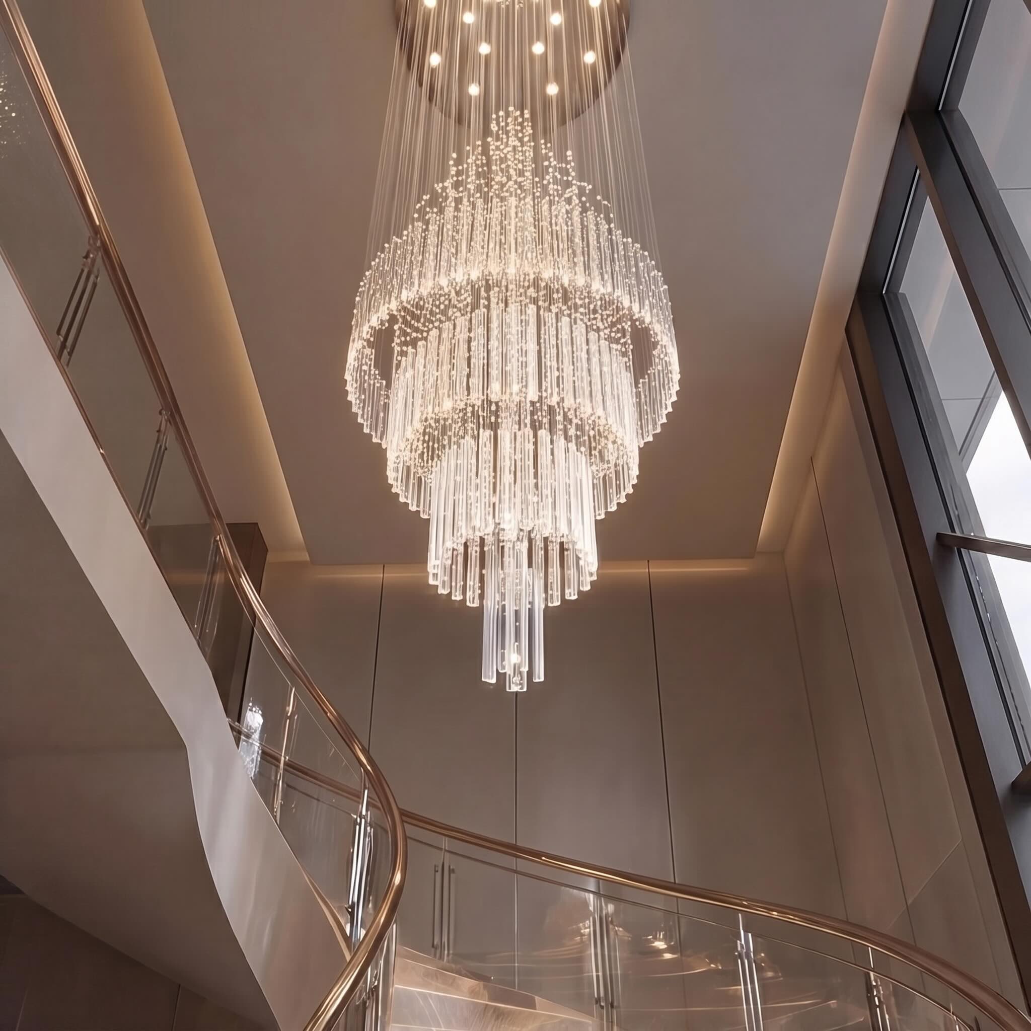 Modern Crystal Chandelier Adjustable Height K9 Glass Chrome Finish LED 18 Lights | ribuella