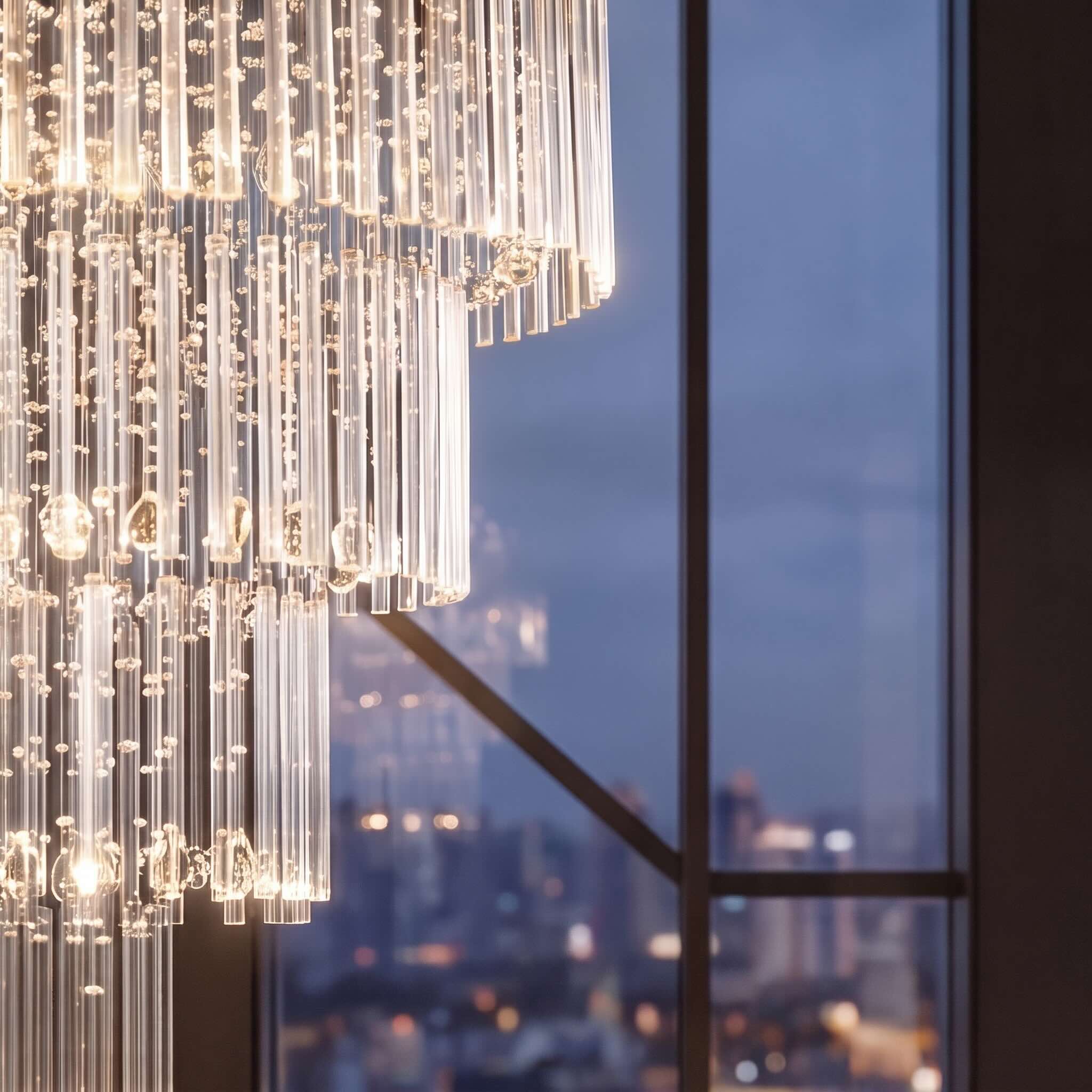 Modern Crystal Chandelier Adjustable Height K9 Glass Chrome Finish LED 18 Lights | ribuella