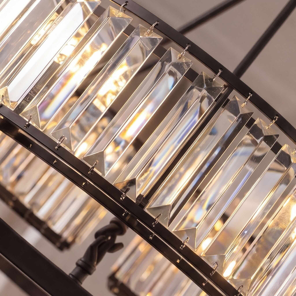Rustikaler Kristall-Kronleuchter, höhenverstellbare Hängeleuchte mit Metallfassung für Esszimmer und Küche | ribuella