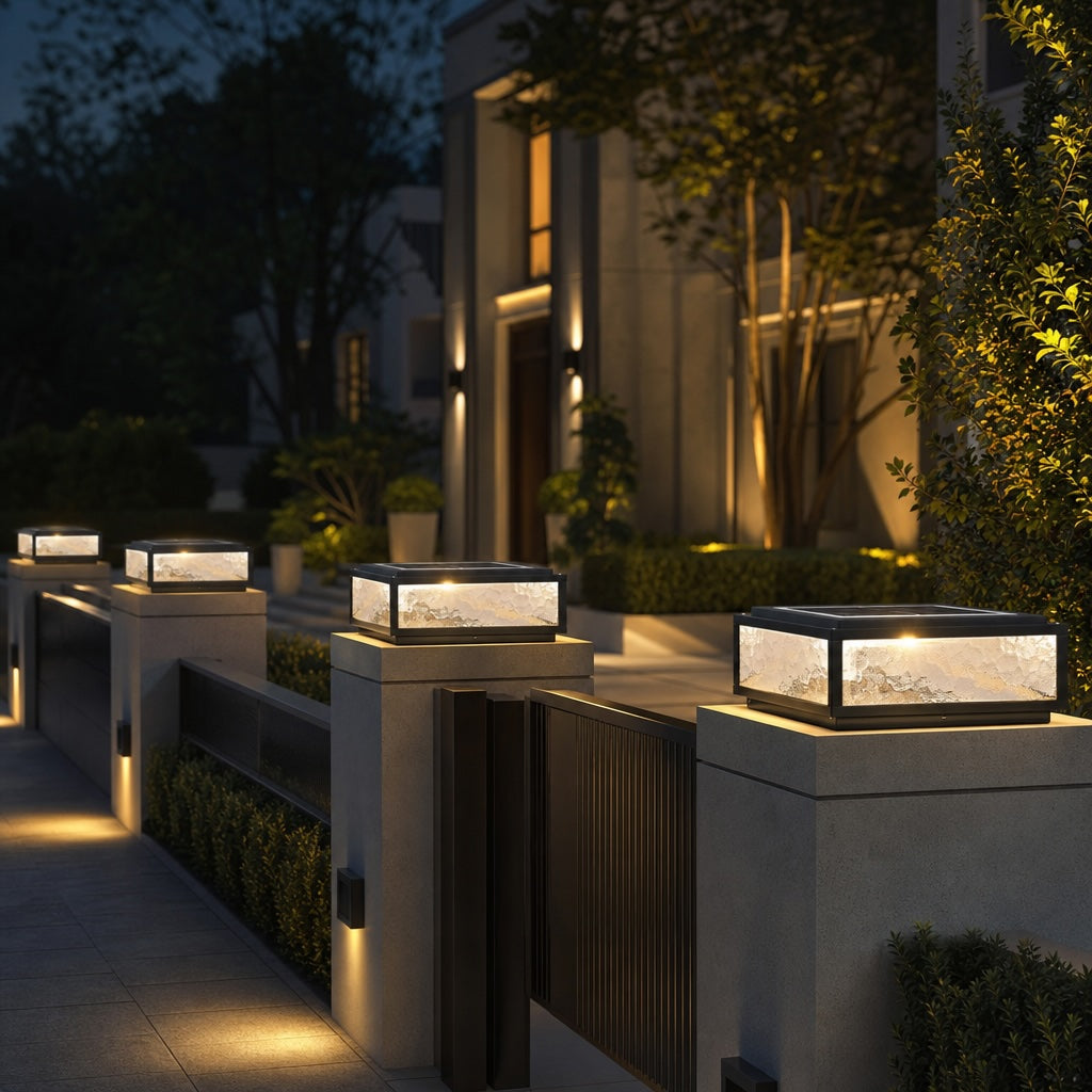 Applique solaire murale moderne à lumière LED, forme carrée, en aluminium moulé sous pression, intensité réglable, 3000 K | ribuella