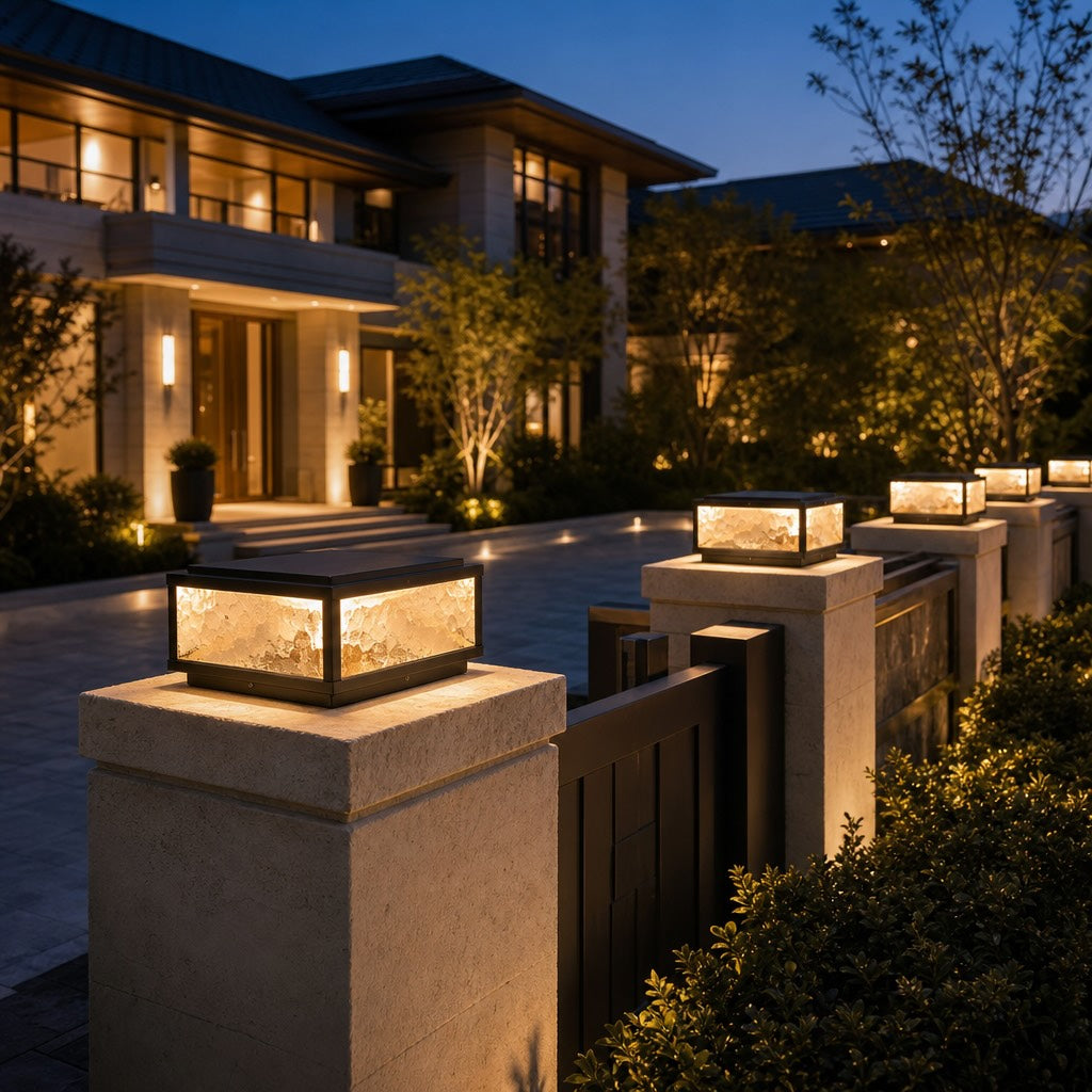 Applique solaire murale moderne à lumière LED, forme carrée, en aluminium moulé sous pression, intensité réglable, 3000 K | ribuella
