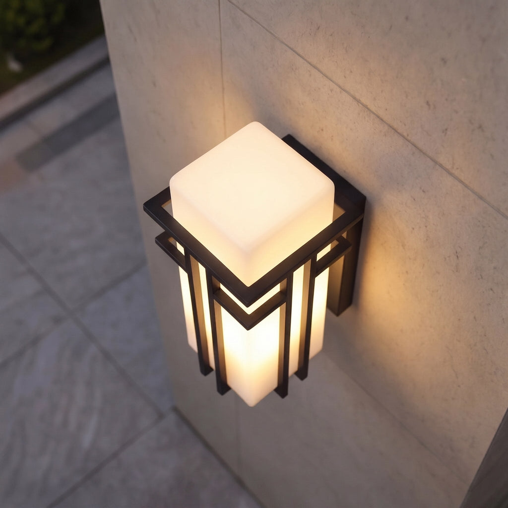Industrial Outdoor Wall Light Weatherproof Fixture Matte Black Iron and Glass for Gardens and Patios | ribuella