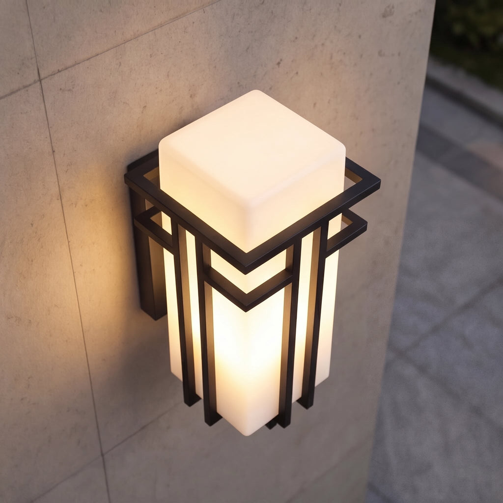 Industrial Outdoor Wall Light Weatherproof Fixture Matte Black Iron and Glass for Gardens and Patios | ribuella