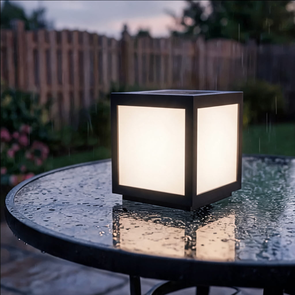 Moderne firkantet søjlelampe til udendørs solbelysning, vægmonteret LED-lampe i rustfrit stål | ribuella