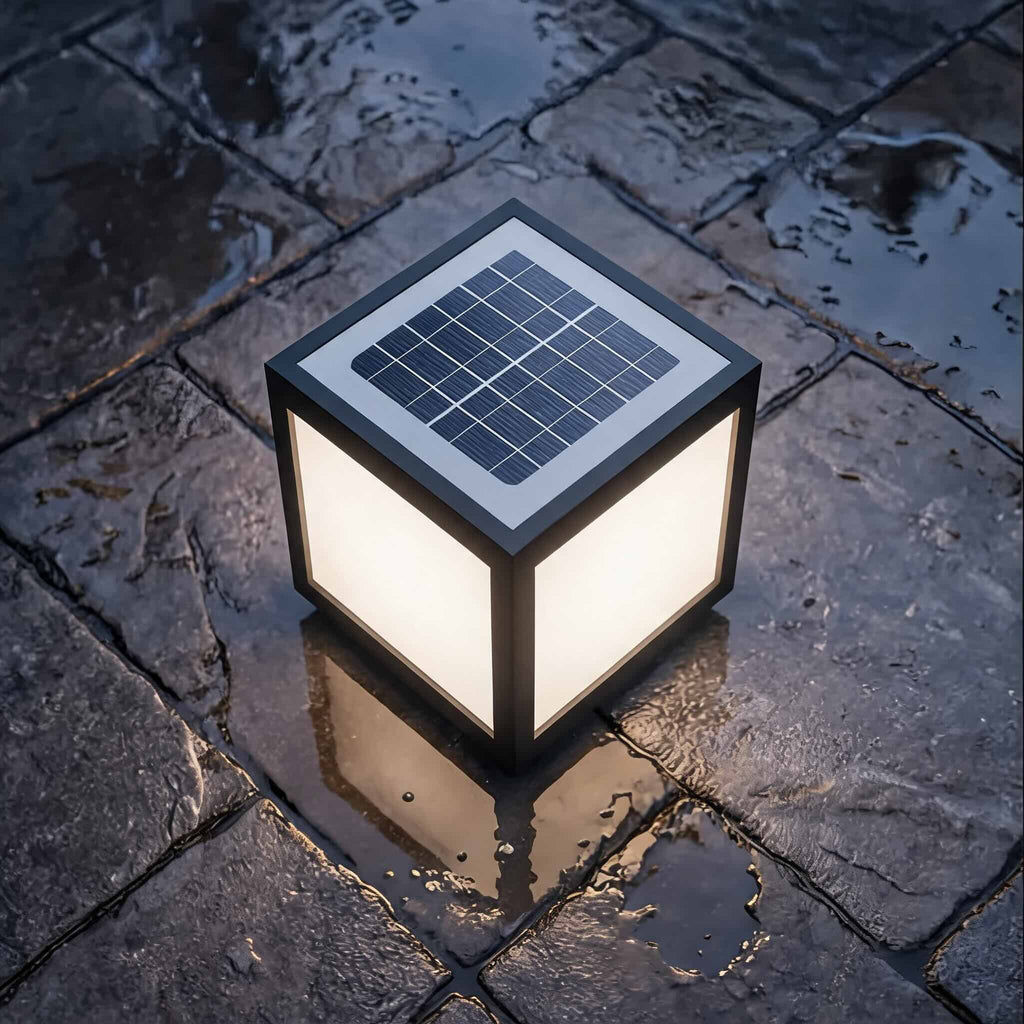 Moderne firkantet søjlelampe til udendørs solbelysning, vægmonteret LED-lampe i rustfrit stål | ribuella