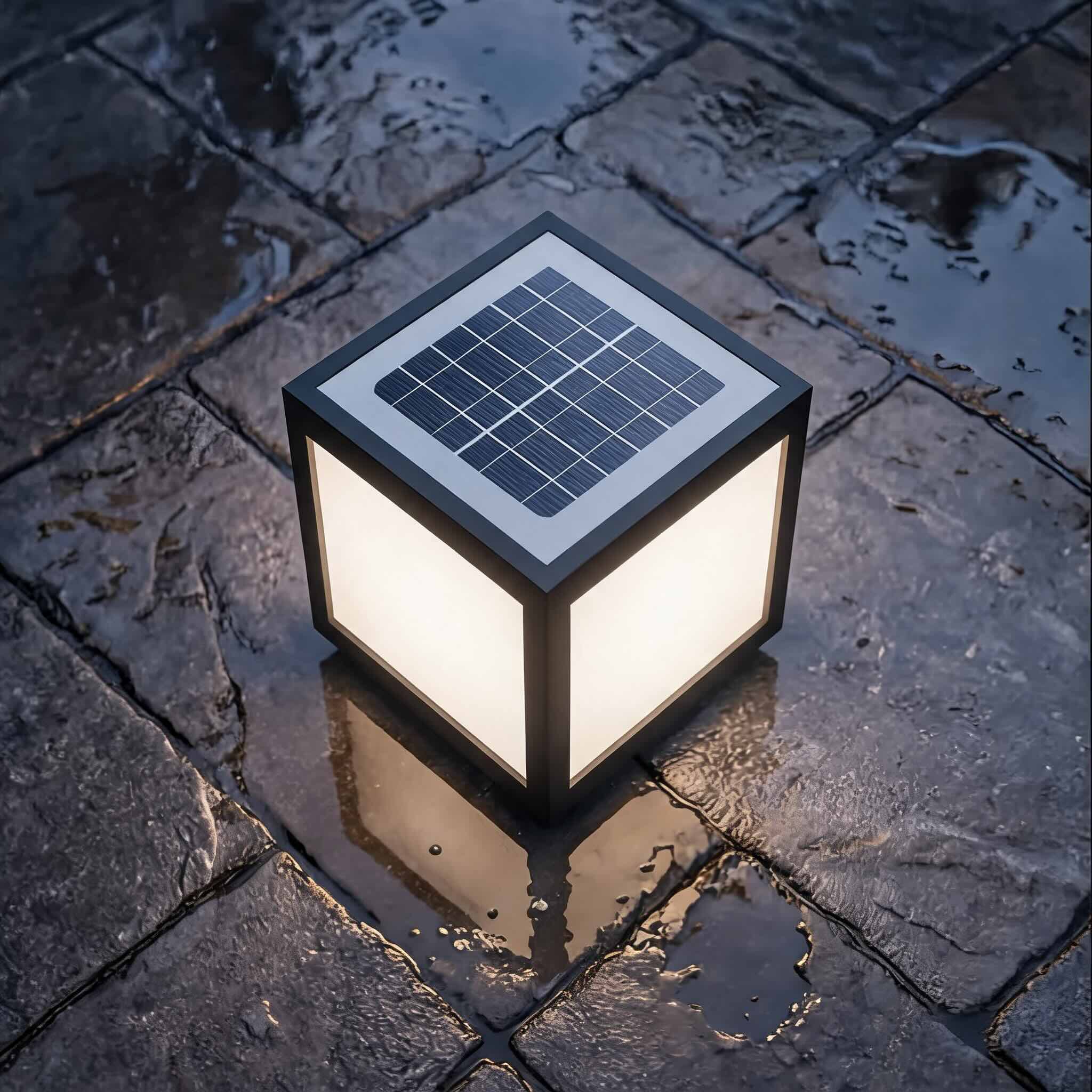 Moderne firkantet søjlelampe til udendørs solbelysning, vægmonteret LED-lampe i rustfrit stål | ribuella
