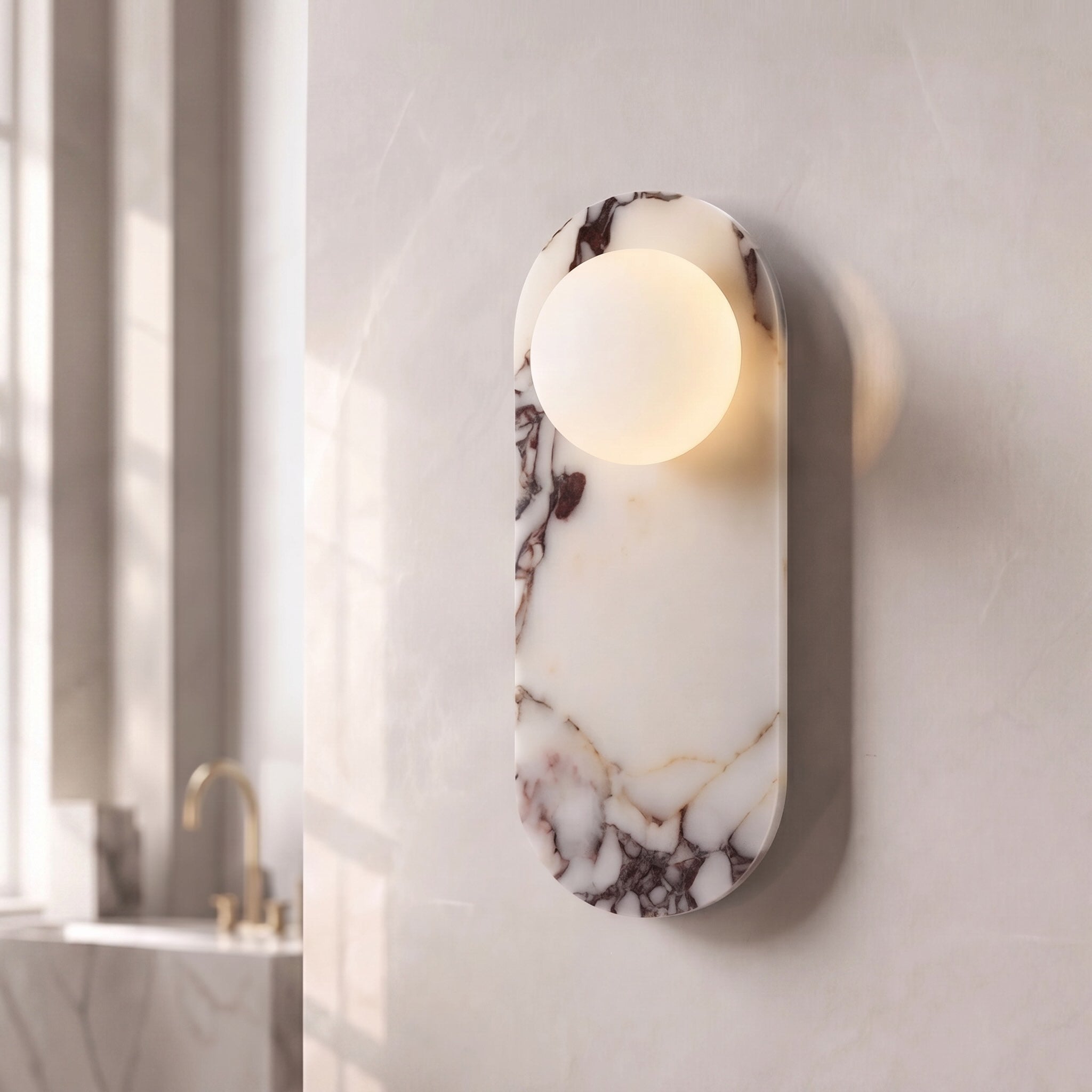 Applique da parete moderna con illuminazione LED regolabile e marmo per ambienti contemporanei | ribuella