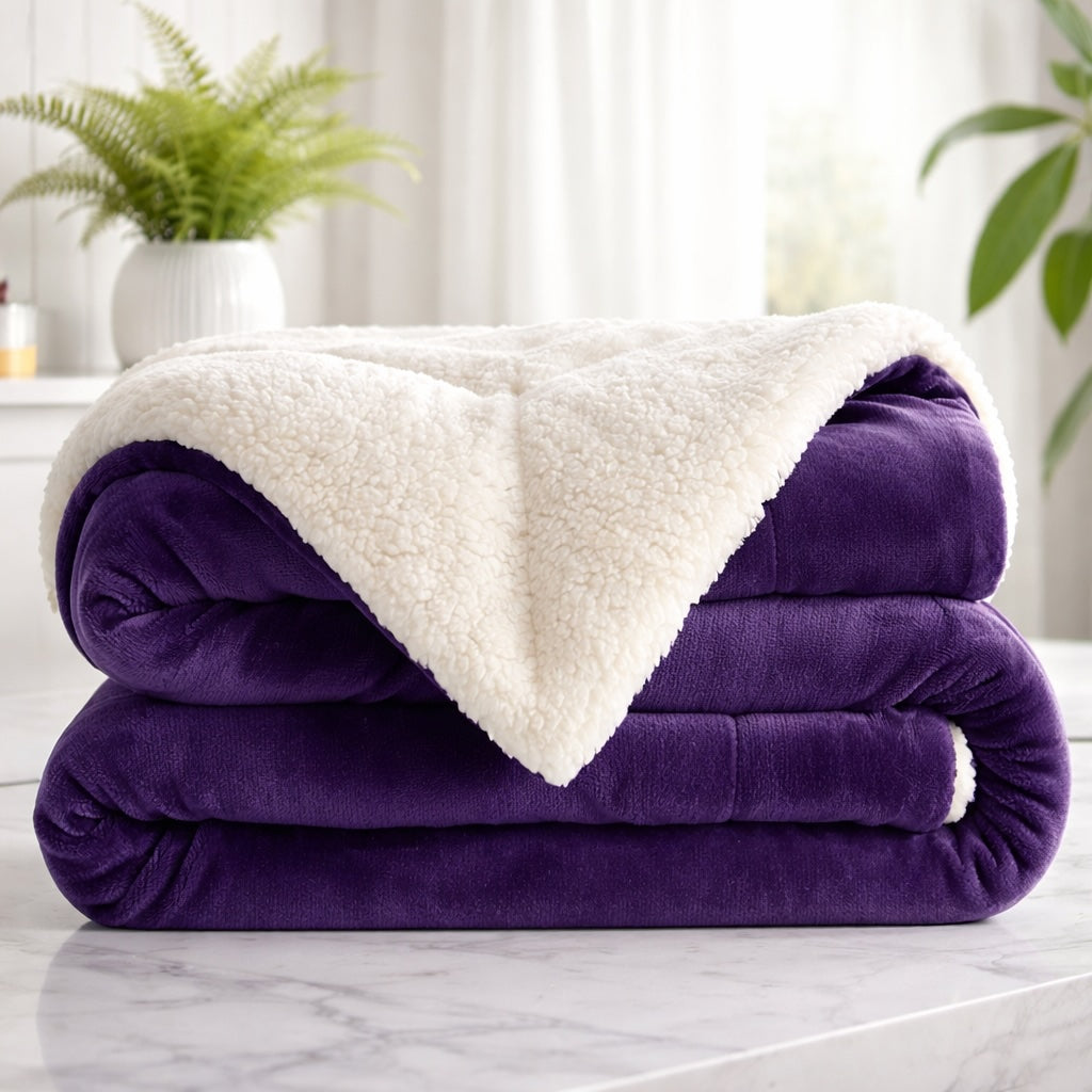 Grande couverture réversible en polaire sherpa, douce, moelleuse et chaude, pour toutes les saisons, utilisation intérieure et extérieure | ribuella