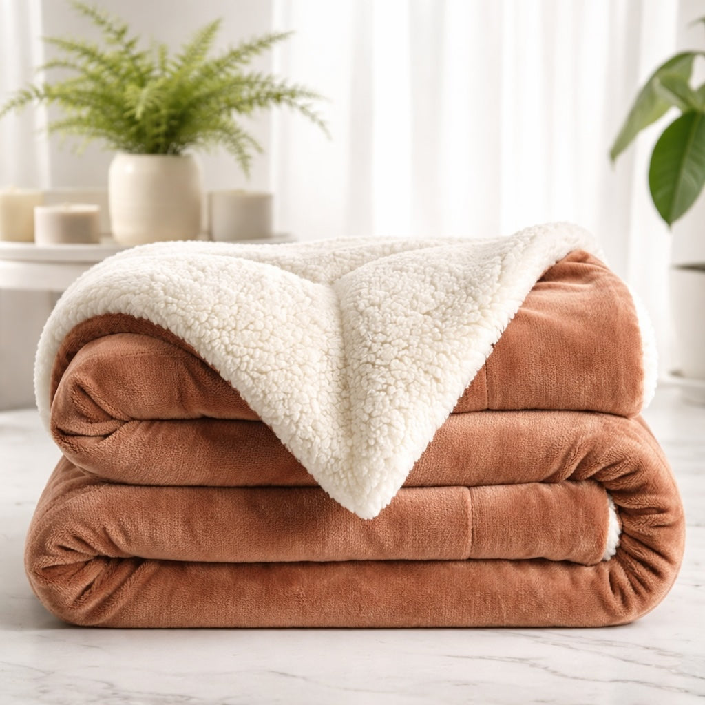 Grande couverture réversible en polaire sherpa, douce, moelleuse et chaude, pour toutes les saisons, utilisation intérieure et extérieure | ribuella