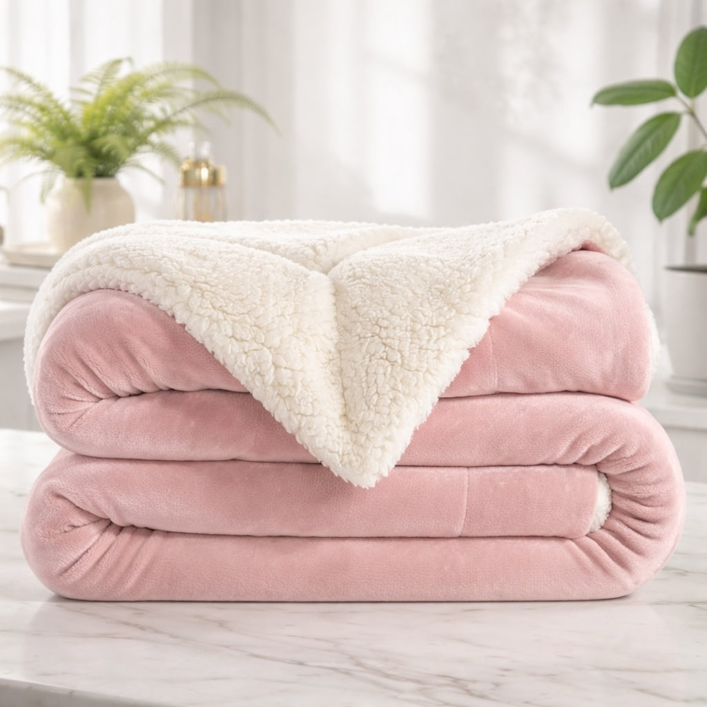 Grande couverture réversible en polaire sherpa, douce, moelleuse et chaude, pour toutes les saisons, utilisation intérieure et extérieure | ribuella