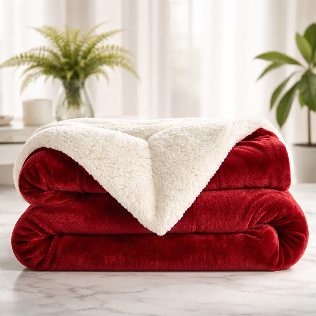 Grande couverture réversible en polaire sherpa, douce, moelleuse et chaude, pour toutes les saisons, utilisation intérieure et extérieure | ribuella