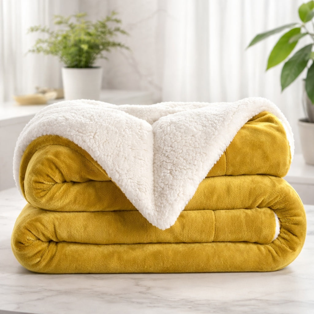 Grande couverture réversible en polaire sherpa, douce, moelleuse et chaude, pour toutes les saisons, utilisation intérieure et extérieure | ribuella