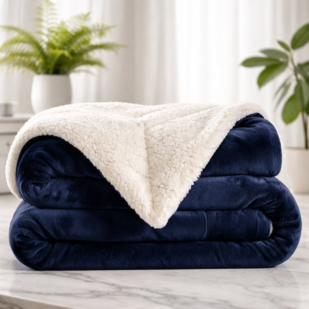 Grande couverture réversible en polaire sherpa, douce, moelleuse et chaude, pour toutes les saisons, utilisation intérieure et extérieure | ribuella