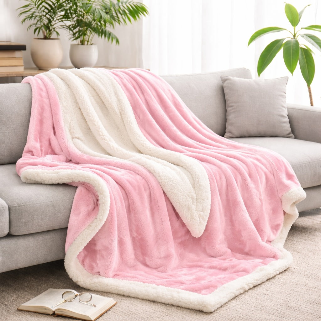 Grande couverture réversible en polaire sherpa, douce, moelleuse et chaude, pour toutes les saisons, utilisation intérieure et extérieure | ribuella