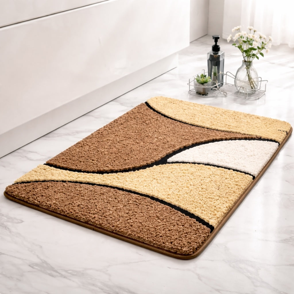 Modern Plush Bathroom Mat Non-Slip Microfiber Quick-Drying Absorbent Shower Rug for Safety | ribuella