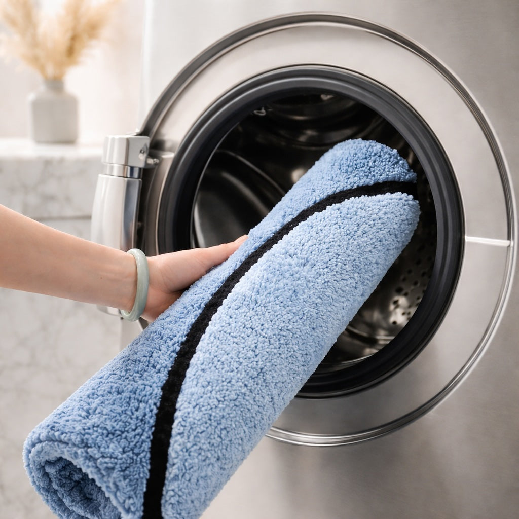 Modern Plush Bathroom Mat Non-Slip Microfiber Quick-Drying Absorbent Shower Rug for Safety | ribuella